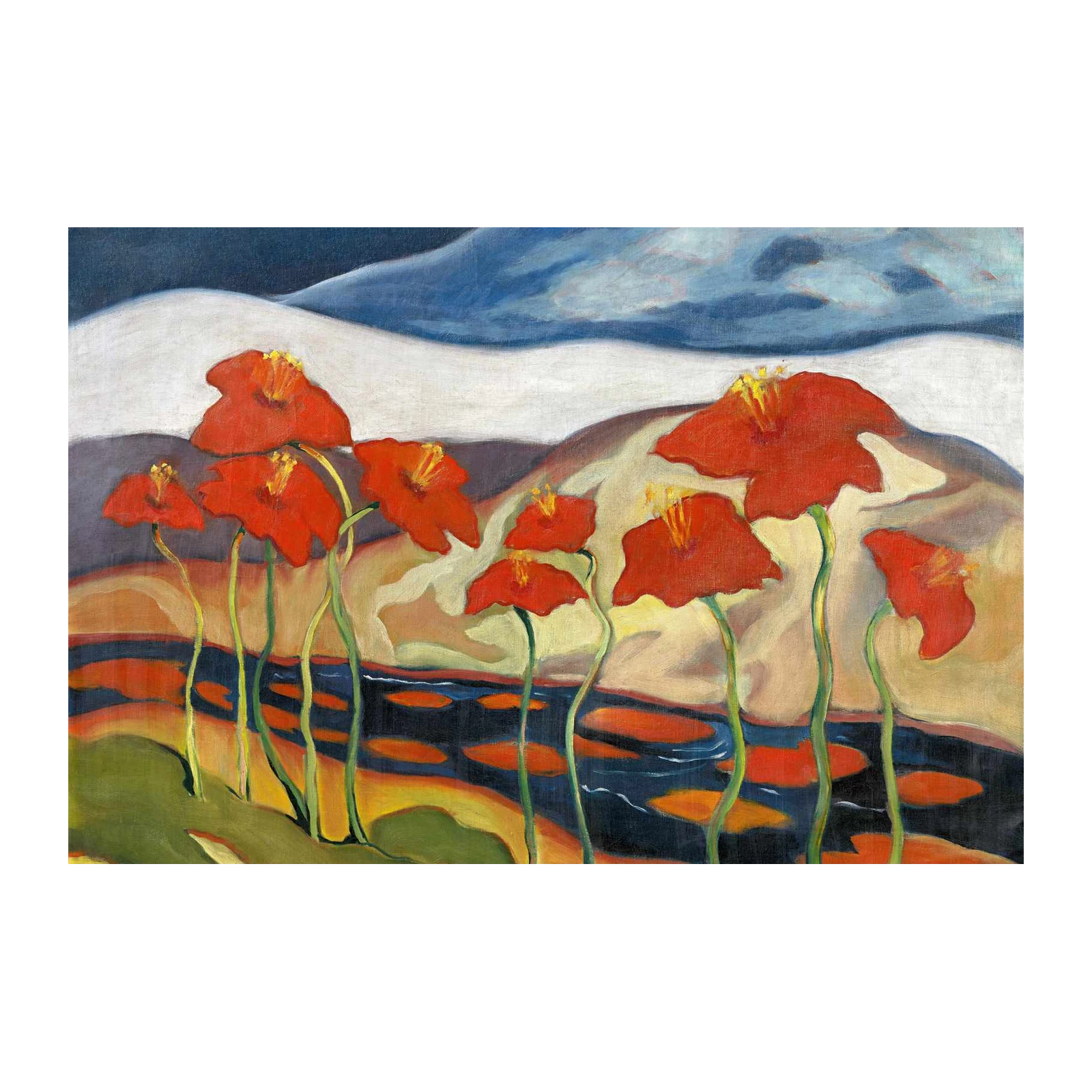 Vibrant Red Poppies Landscape Wall Art