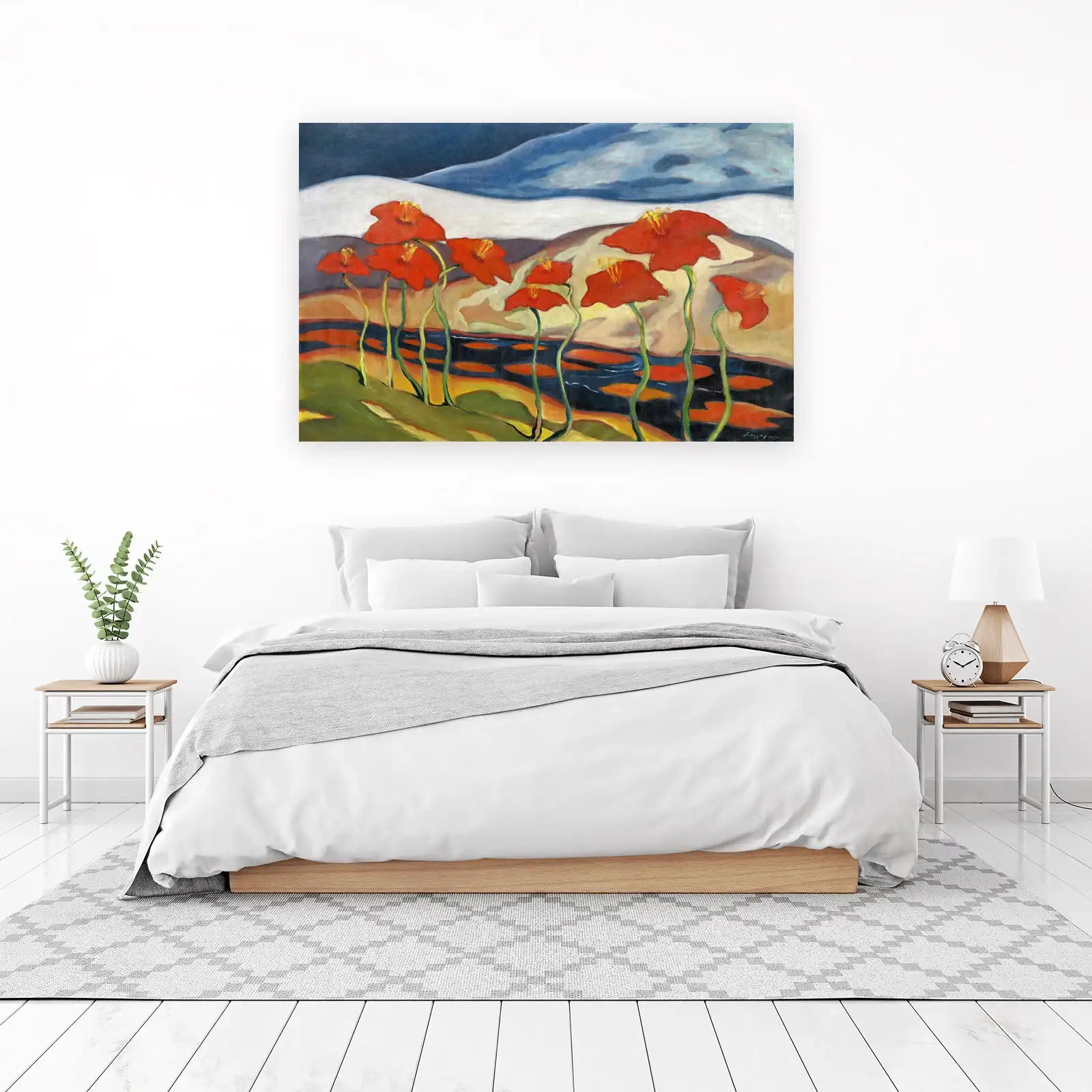 Vibrant Red Poppies Landscape Wall Art