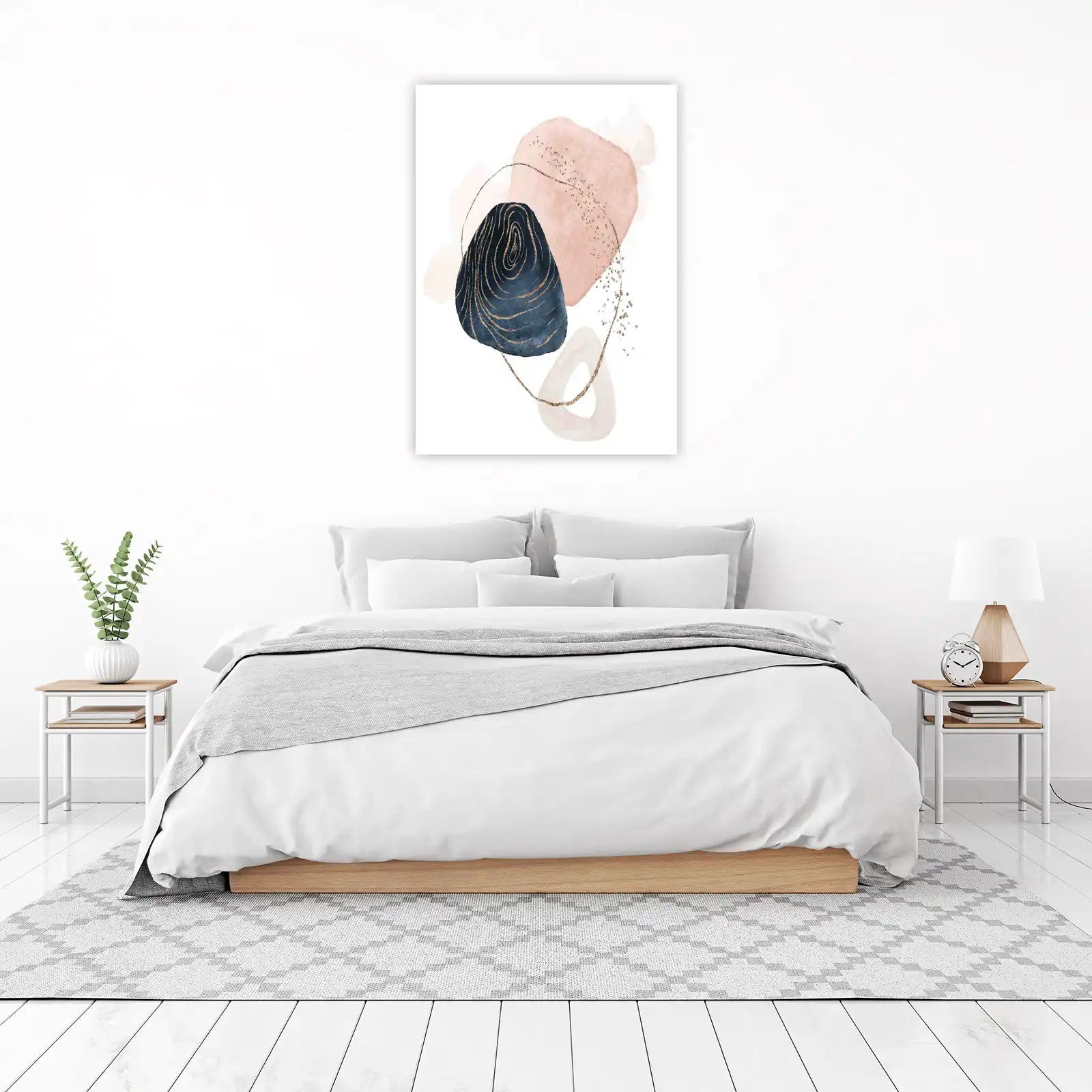 Abstract Geo Blush & Navy Gold Wall Art