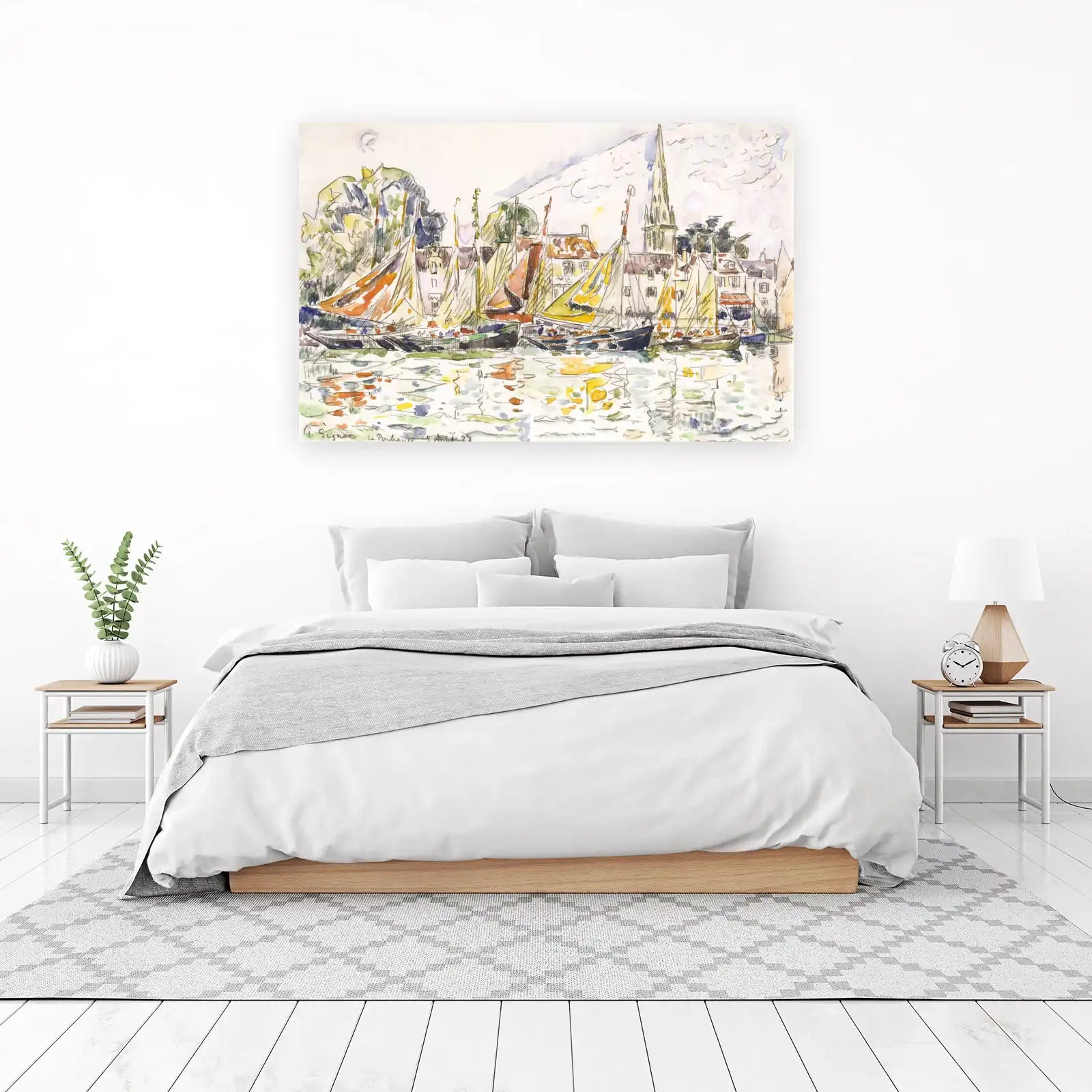 Seascape Sailboat Harbor Monet Style Wall Art