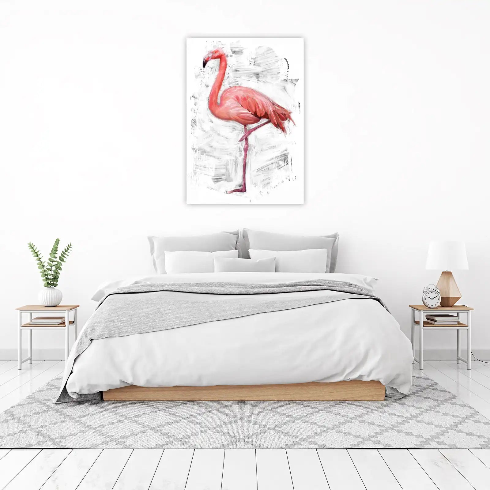 Elegant Pink Flamingo Abstract Wall Art