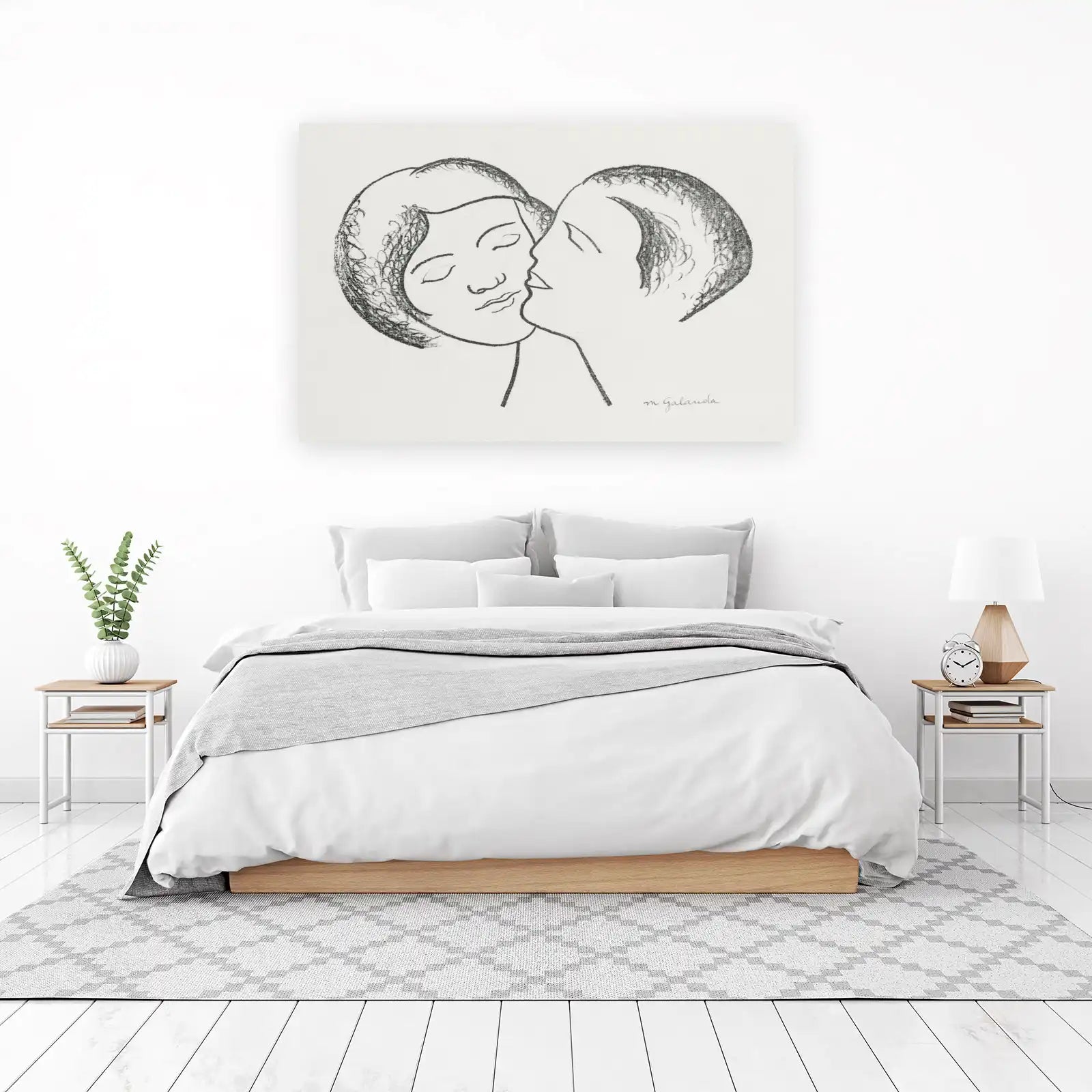 Intimate Kiss Line Art Wall Art