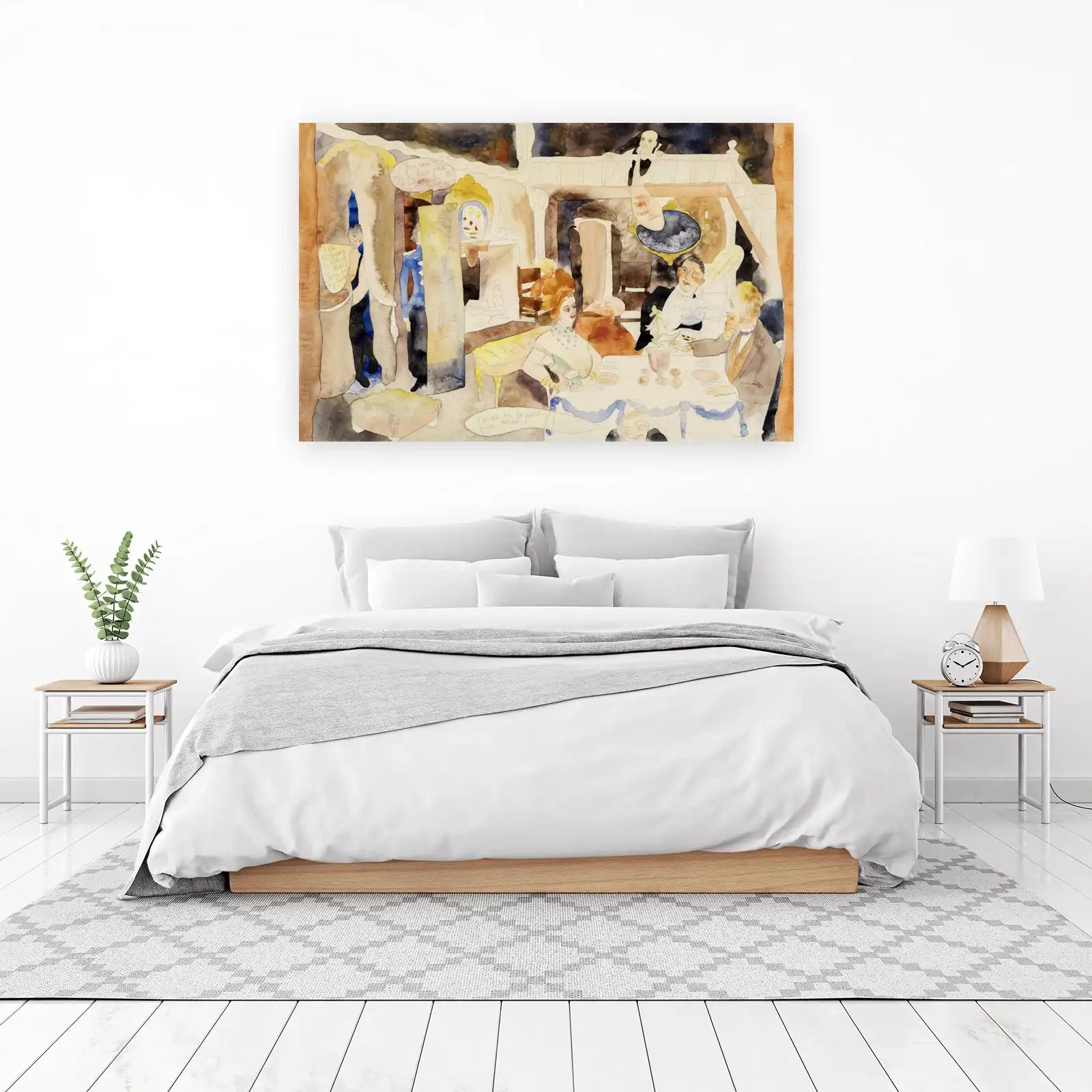 Whimsical Dinner Party Watercolor Wall Art