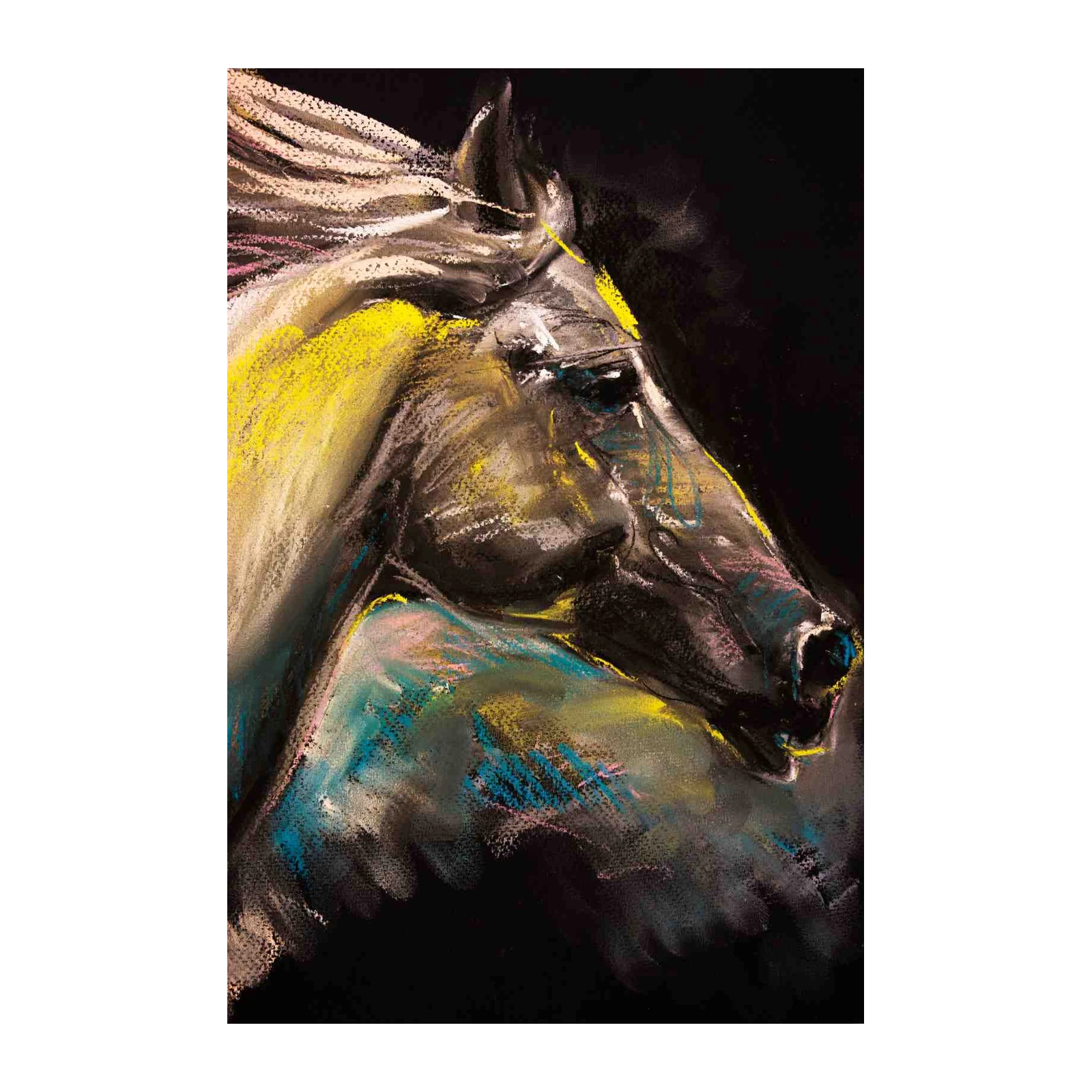 Vibrant Horse Head Pastel Art Wall Art