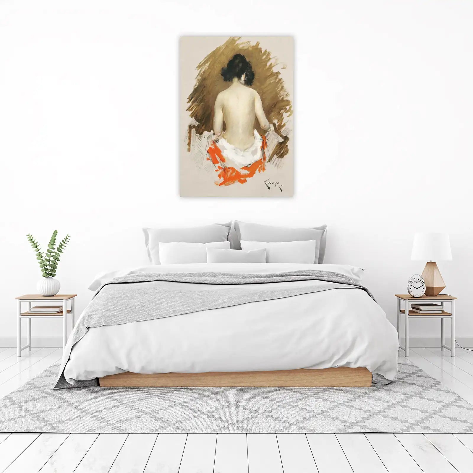 Elegant Backside Nude with Red Accent Wall Art