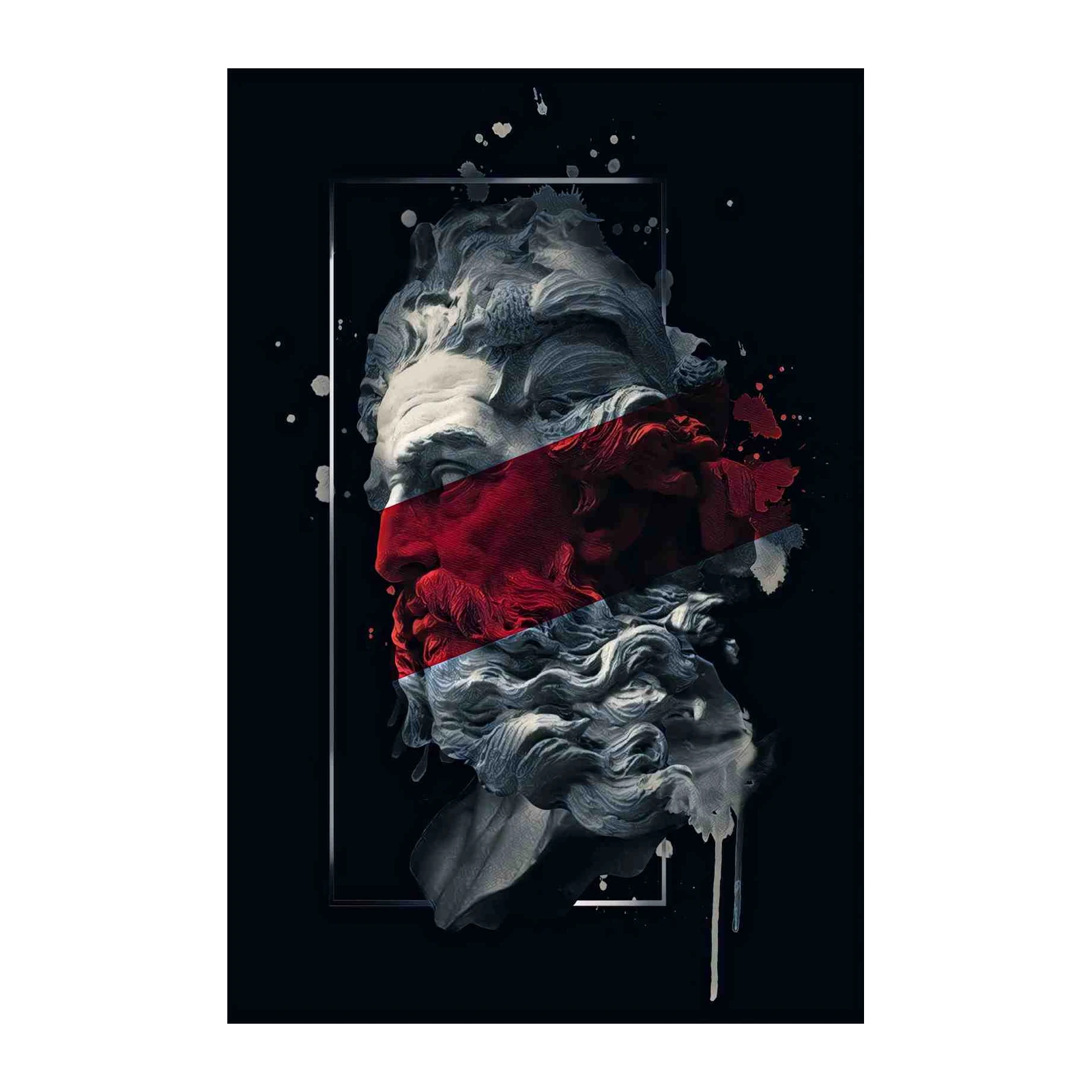 Abstract Bust Red Splash Wall Art