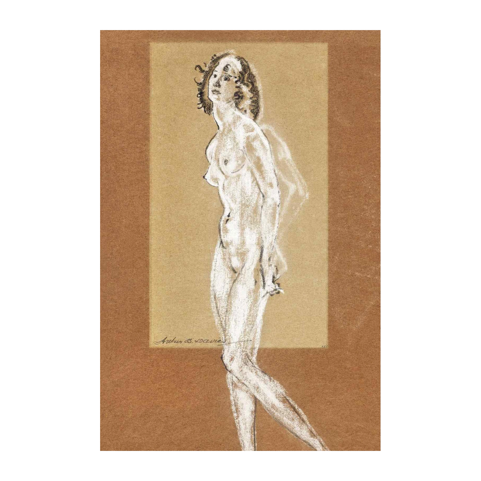 Elegant Nude Figure Study Charcoal Wall Art