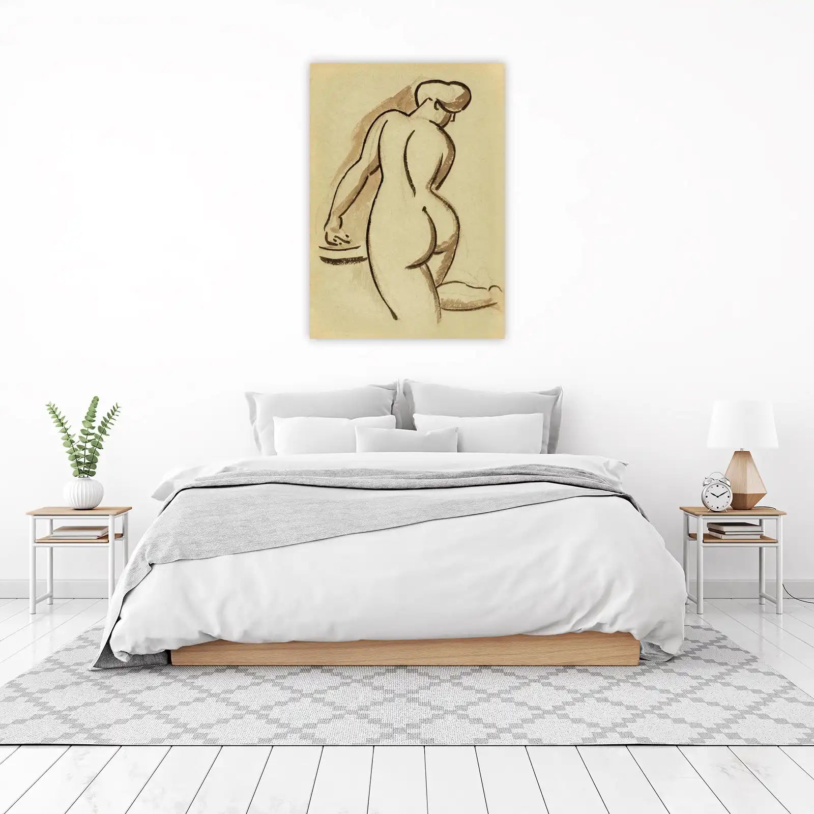Elegant Nude Figure Sketch Wall Art