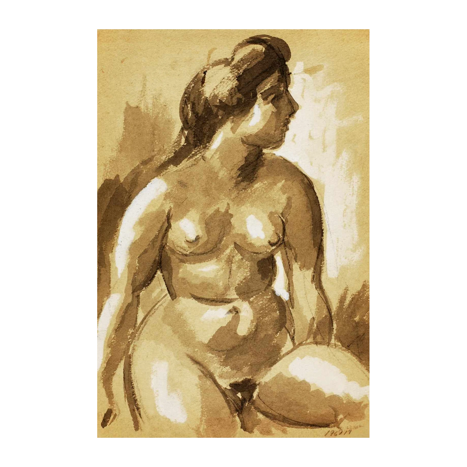 Elegant Figure Study Nude Woman Wall Art