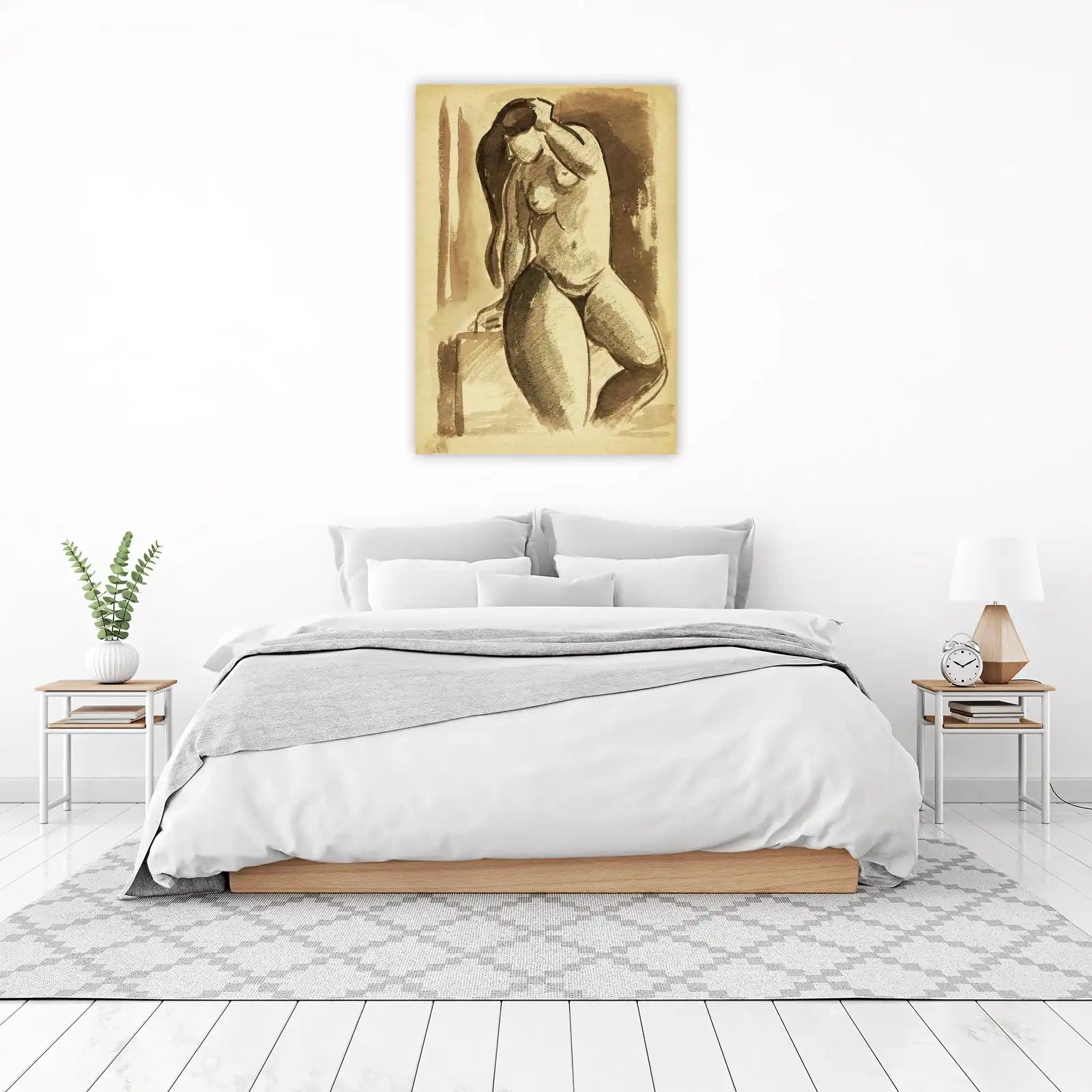 Elegant Nude Figure Sepia Tone Wall Art