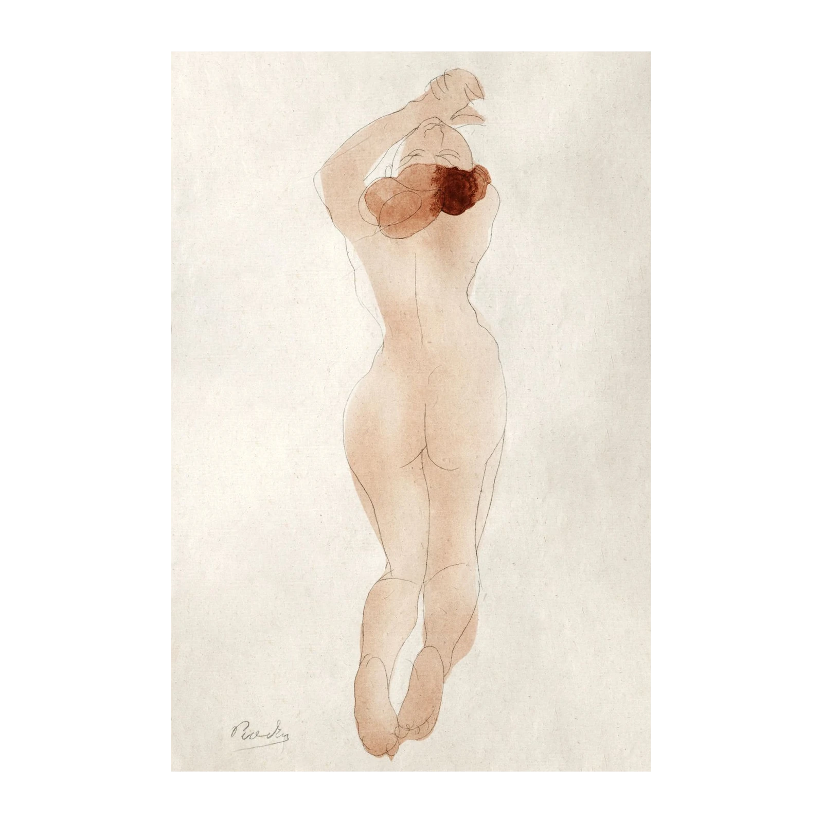 Elegant Nude Figure Sketch Wall Art