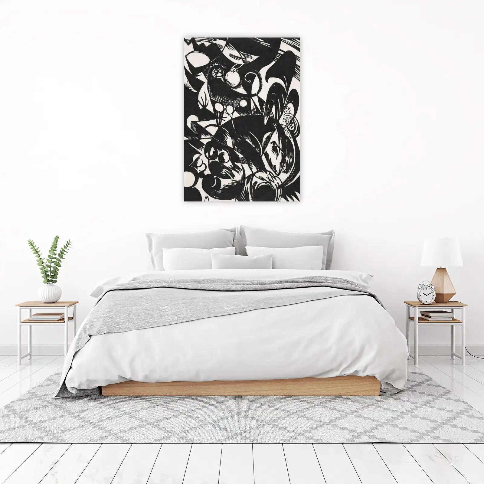 Bold Black & White Abstract Birds Wall Art