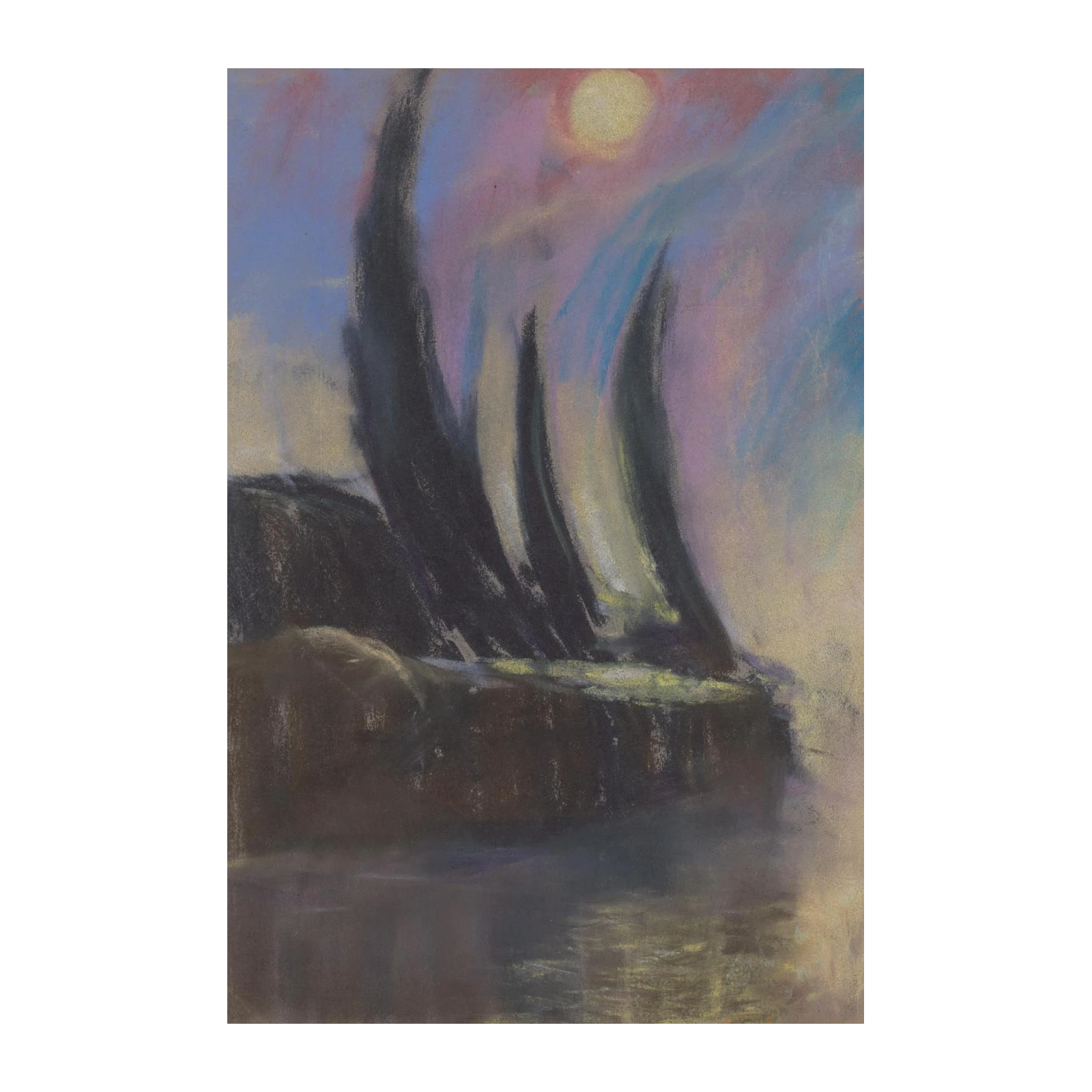 Serene Moonlit Sailing Wall Art
