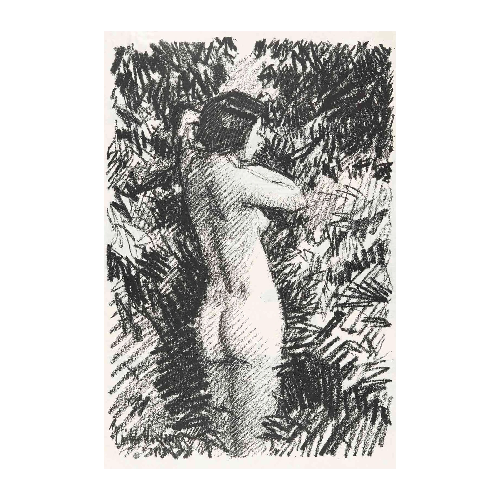 Figurative Nude Charcoal Sketch Wall Art