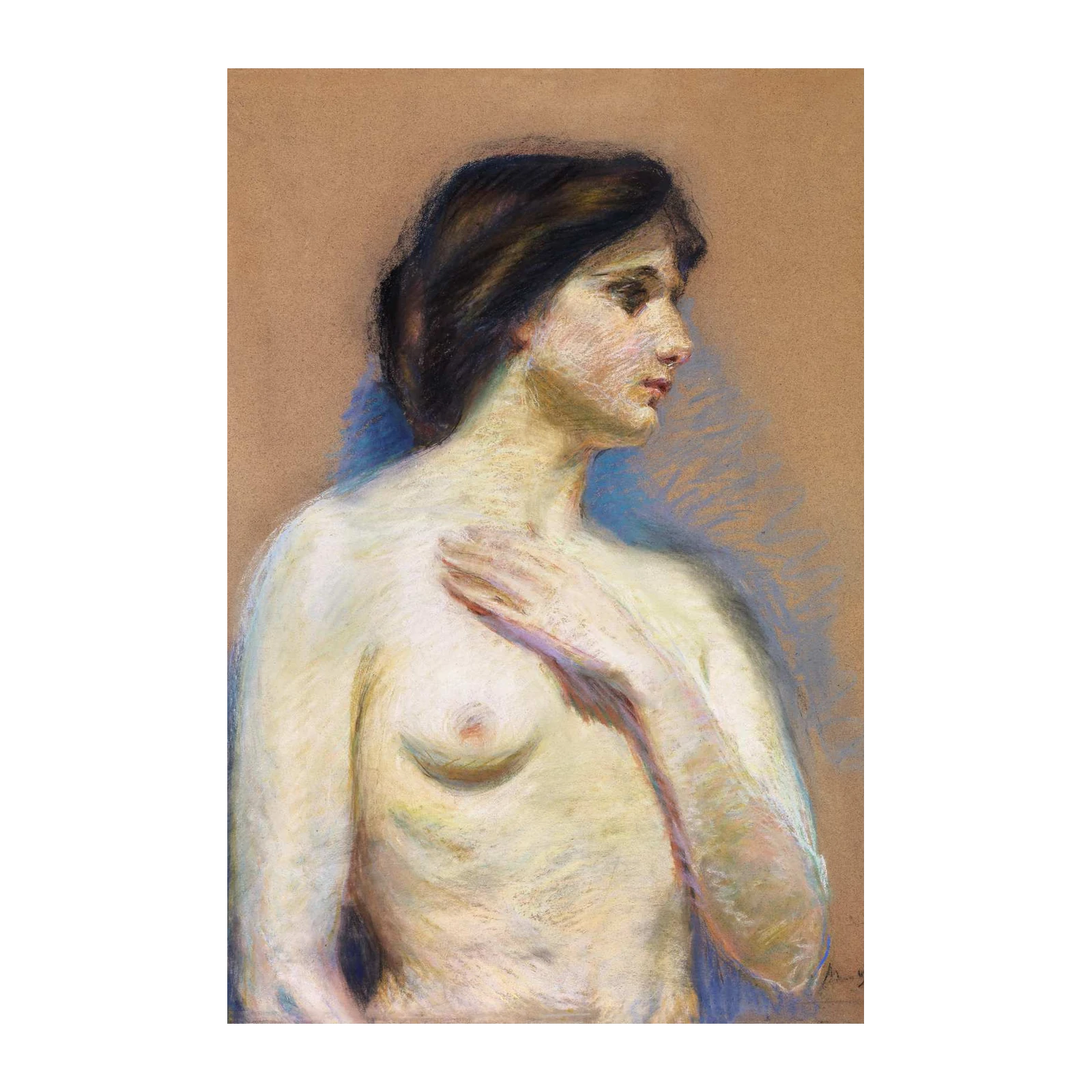 Elegant Nude Portrait Pastel Wall Art