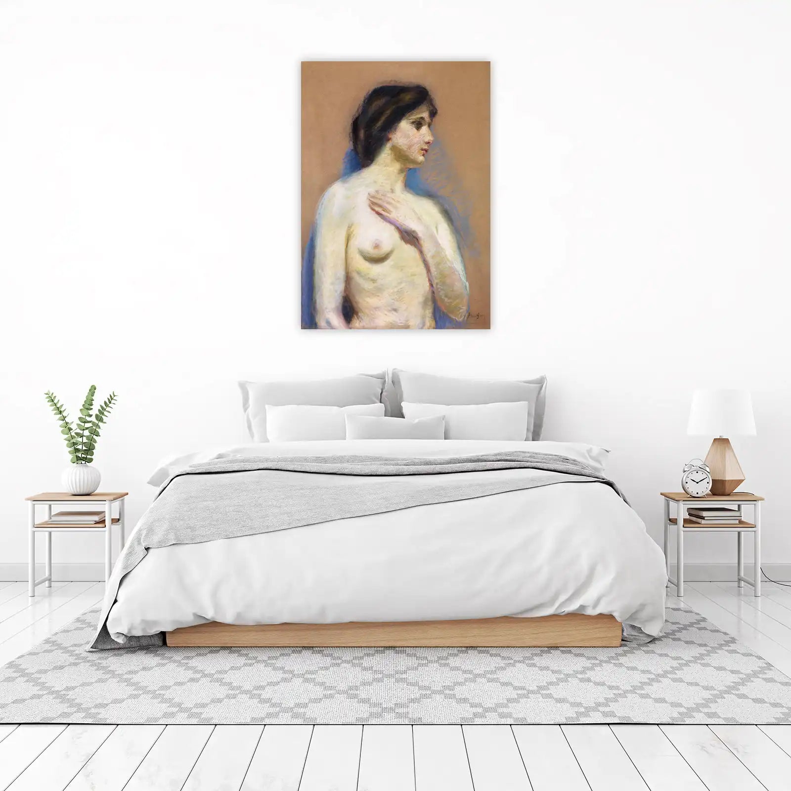 Elegant Nude Portrait Pastel Wall Art