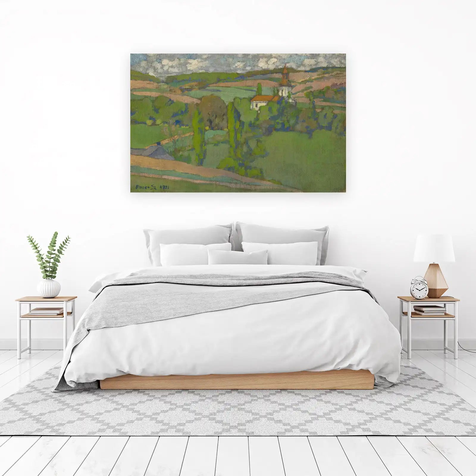 Pastoral Village Landscape Oil Painting Wall Art