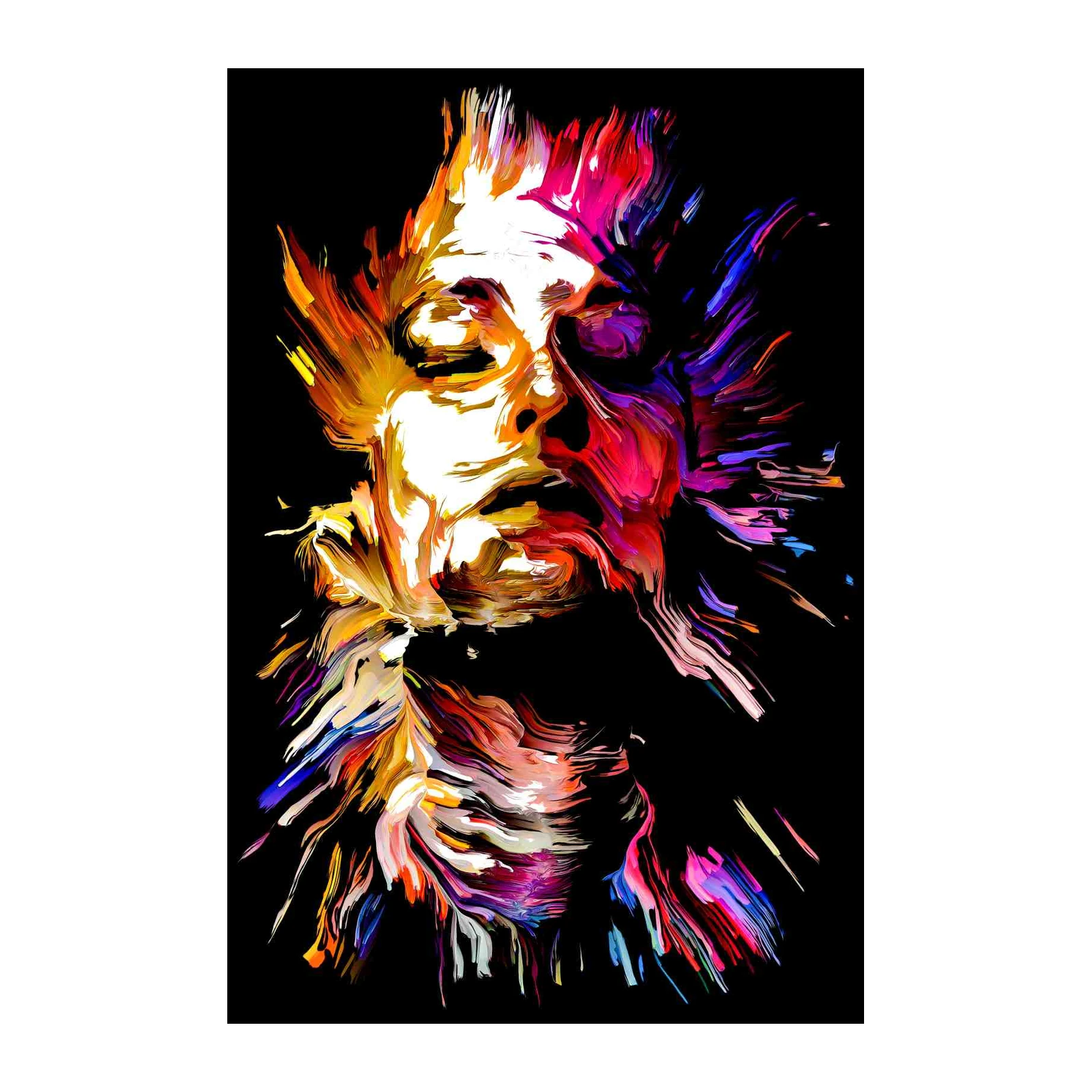 Vibrant Abstract Face Explosion Wall Art
