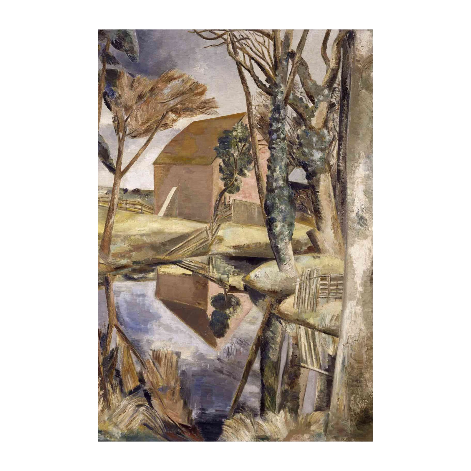 Tranquil Barn & Water Landscape Wall Art