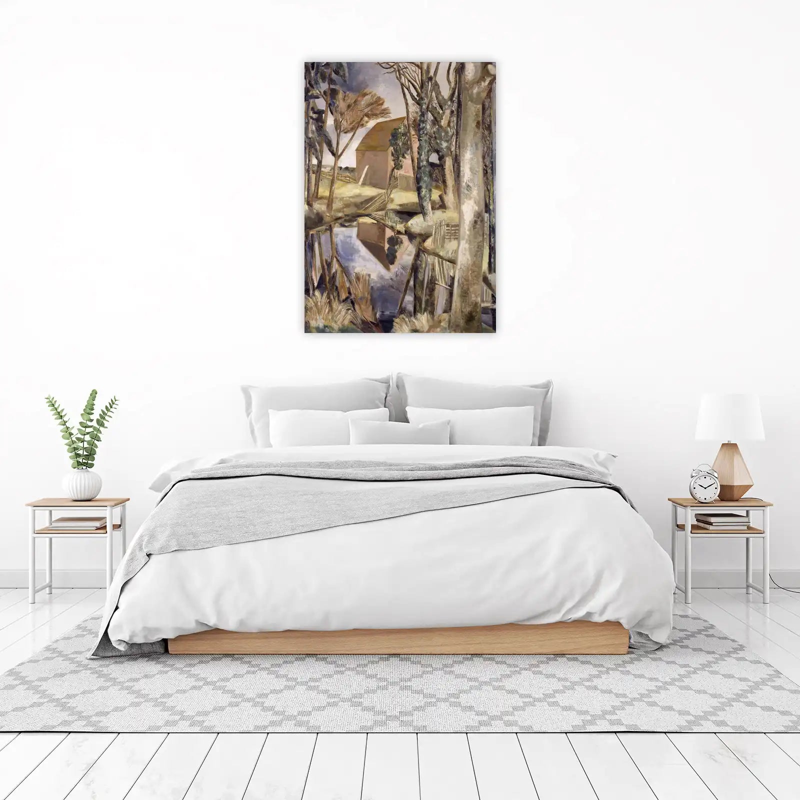 Tranquil Barn & Water Landscape Wall Art