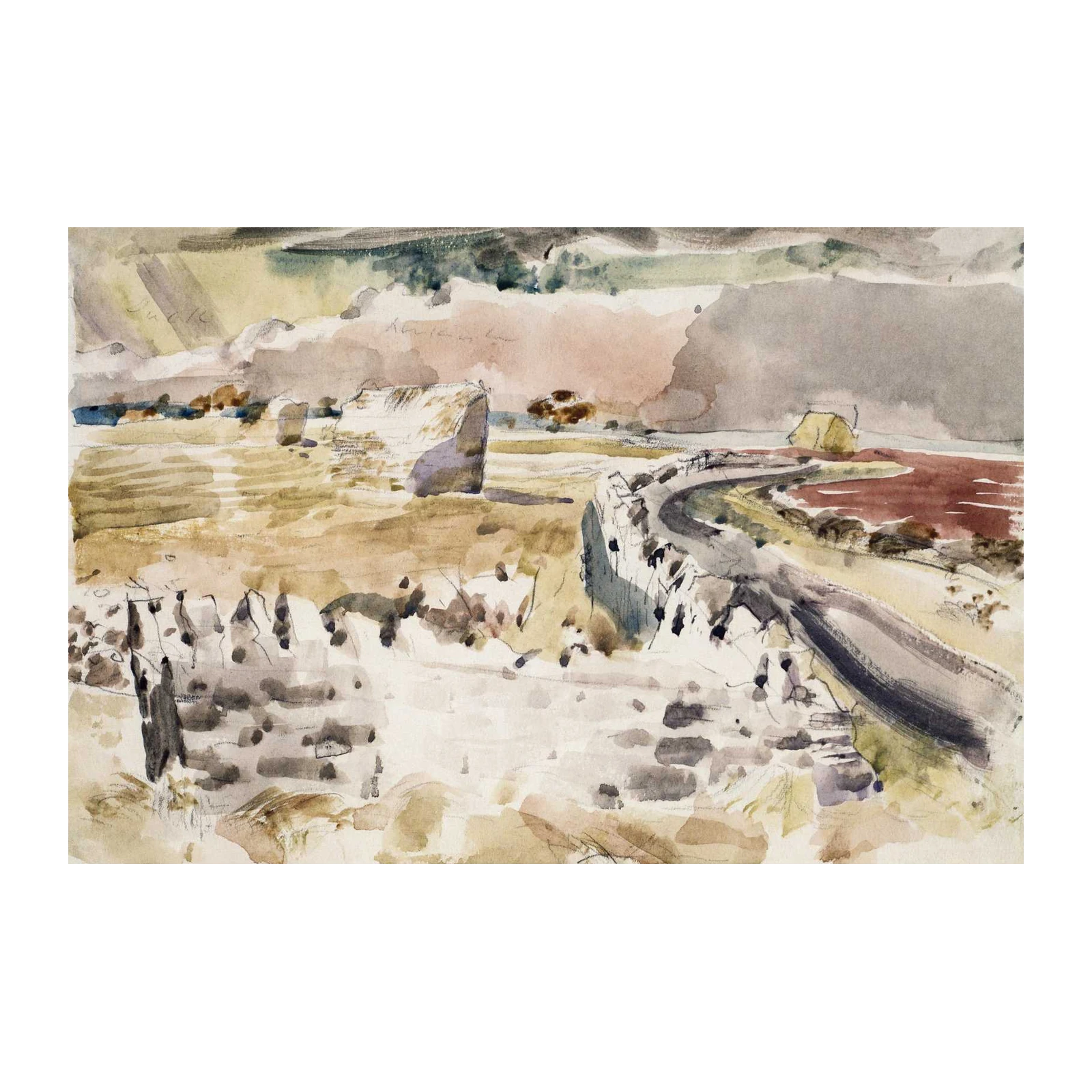 Serene Landscape Watercolor Wall Art