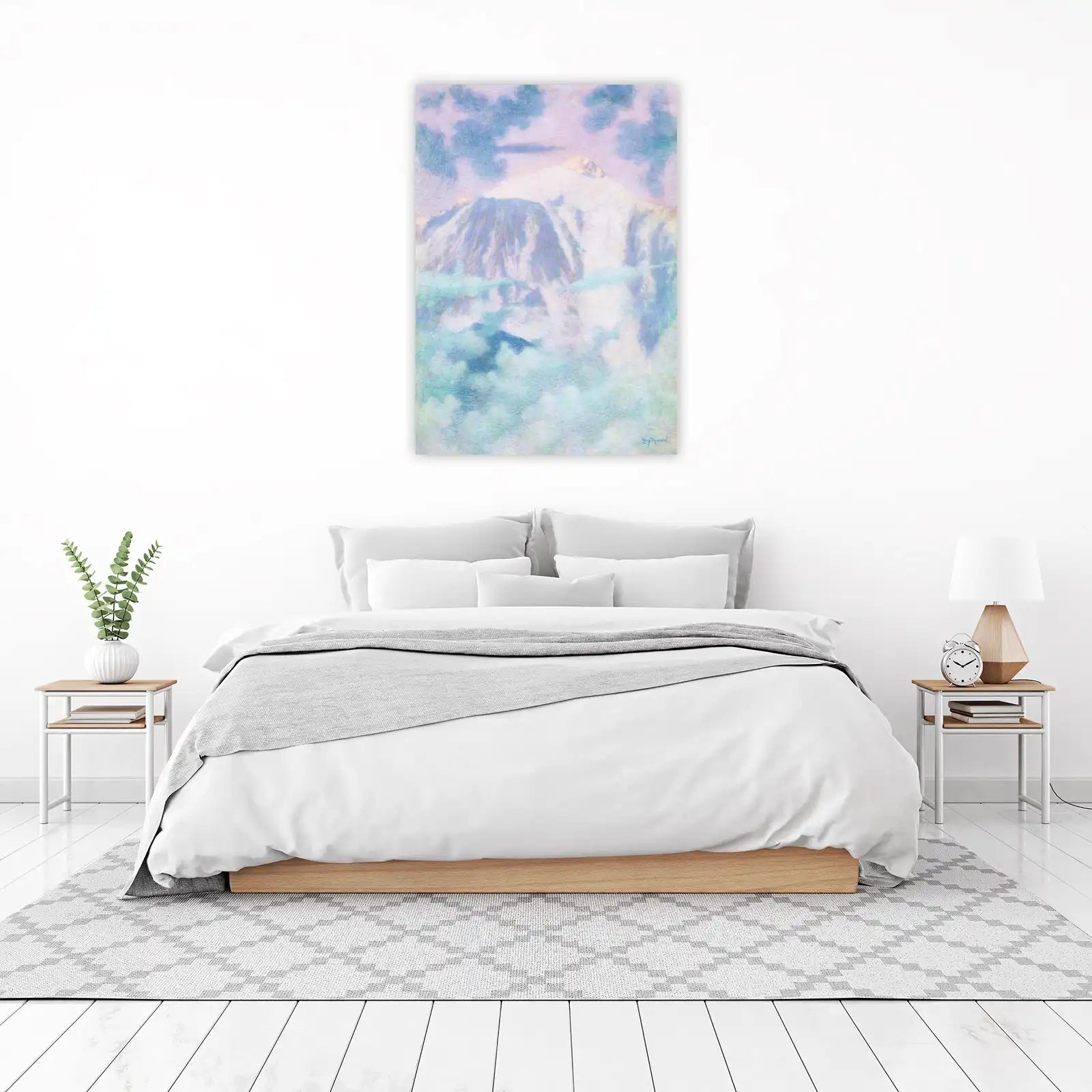 Serene Mountain Mist Impressionist Wall Art