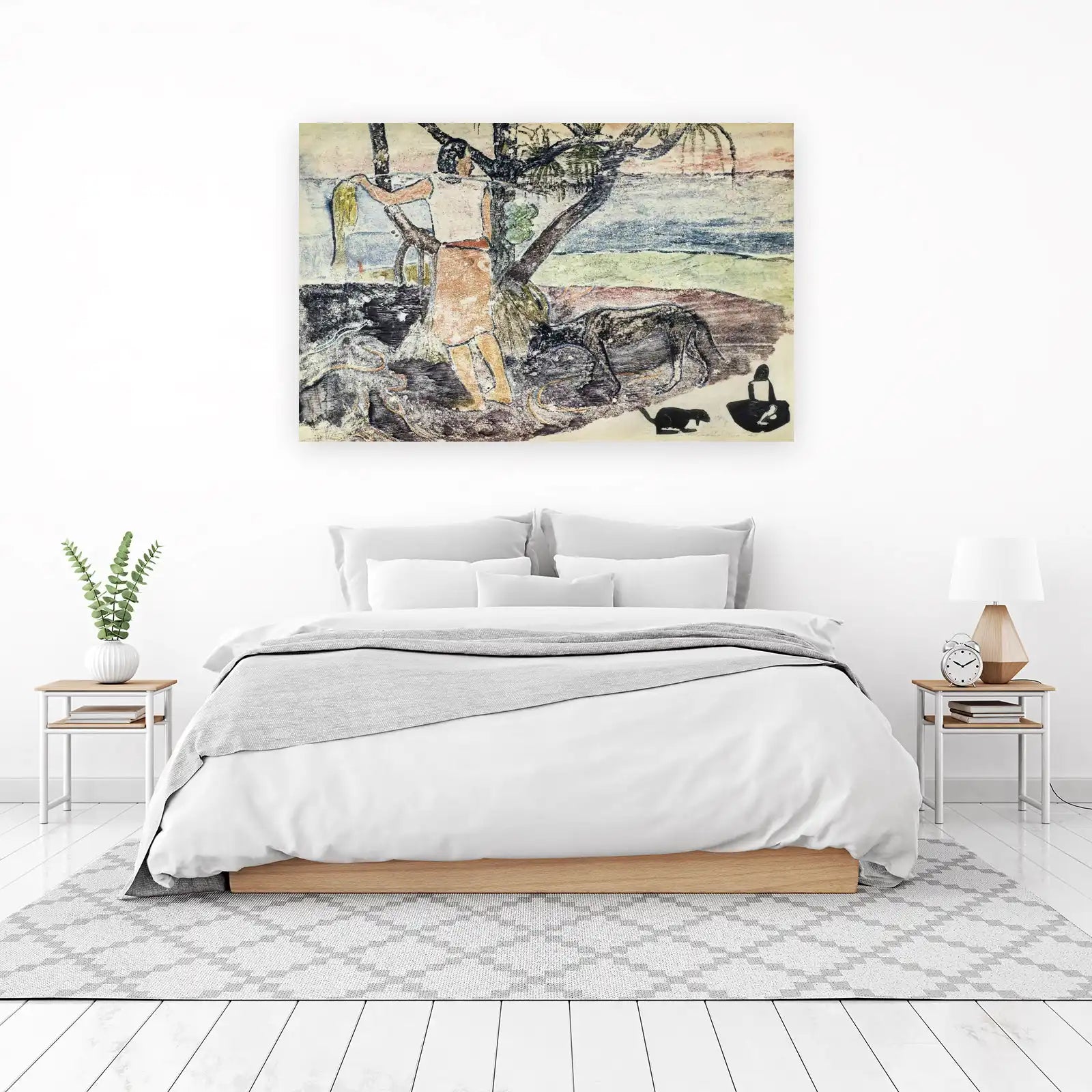 Tropical Scene with Figure & Dog Wall Art