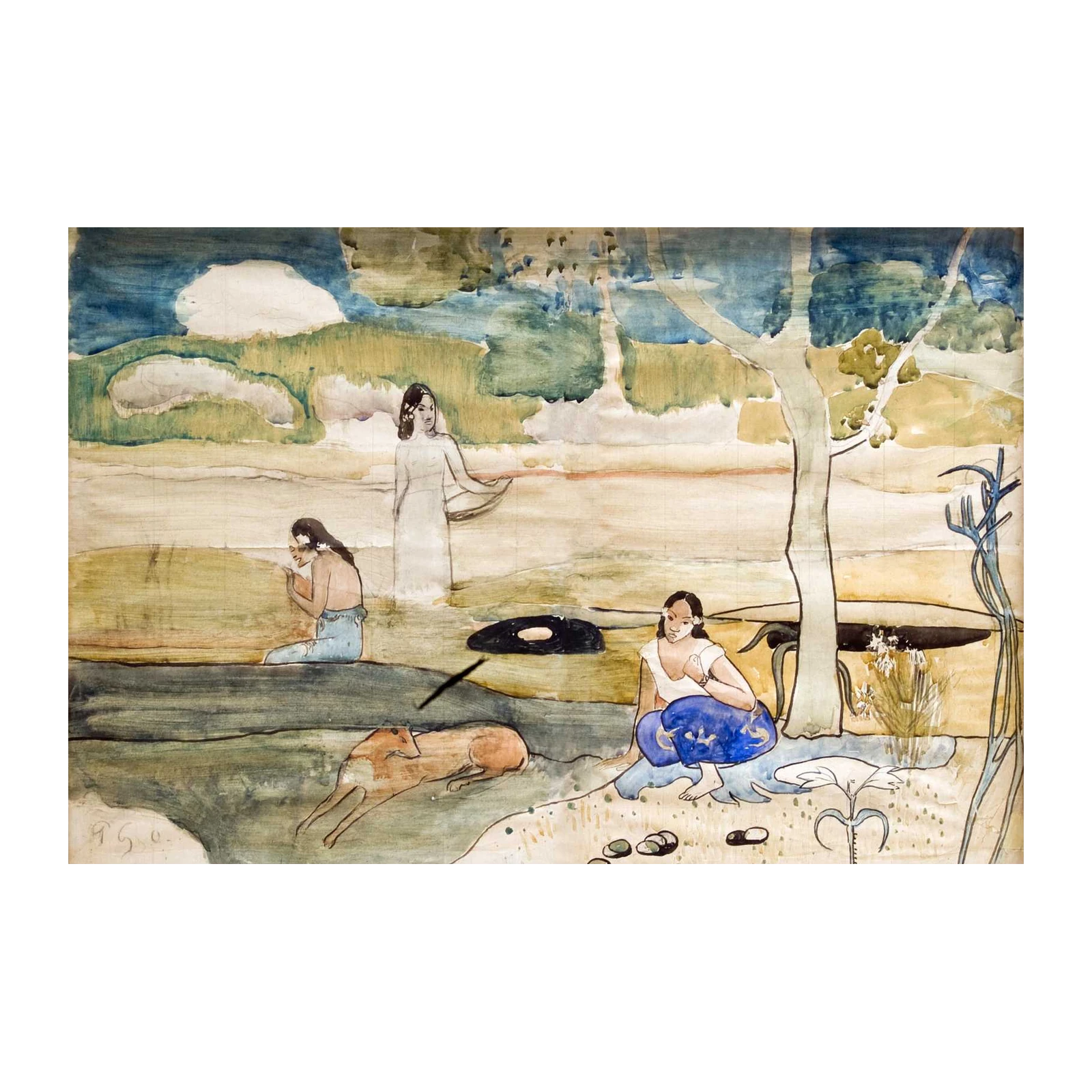 Serene Coastal Scene "Nafea Faa Ipoipo" Wall Art
