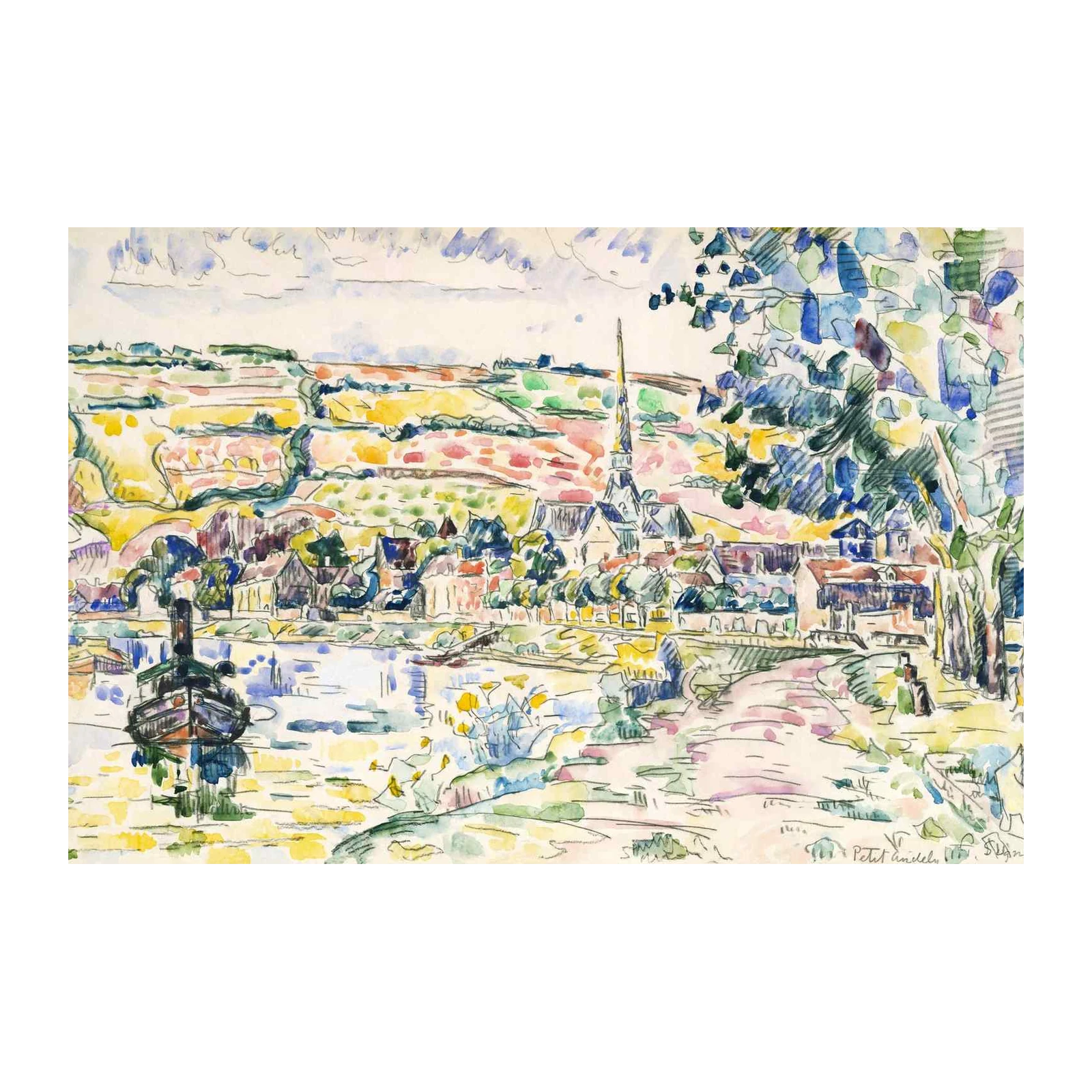 Vibrant Seascape Village Wall Art | Fauvist Art