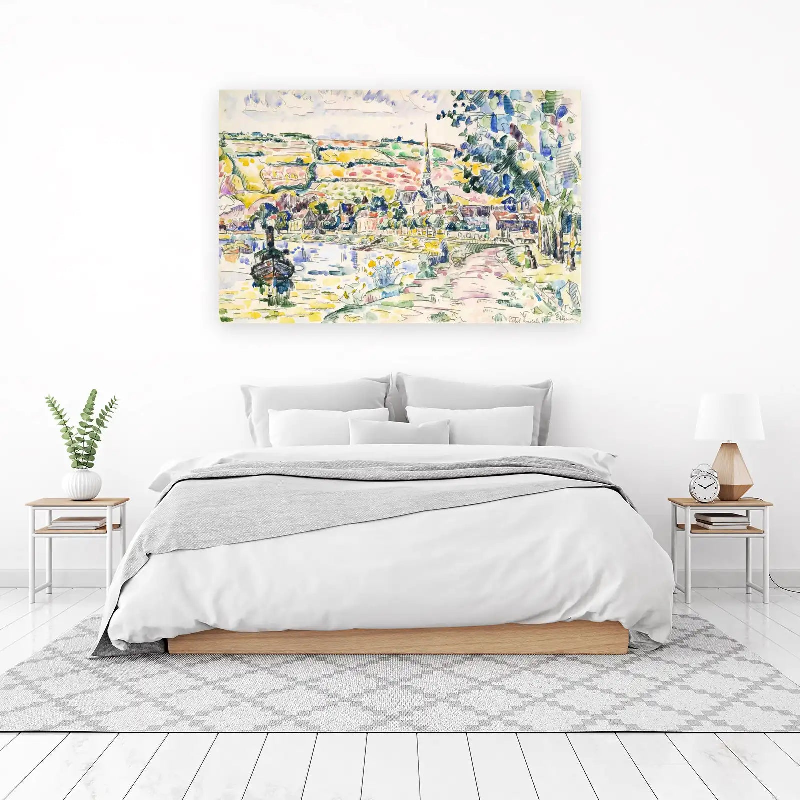 Vibrant Seascape Village Wall Art | Fauvist Art