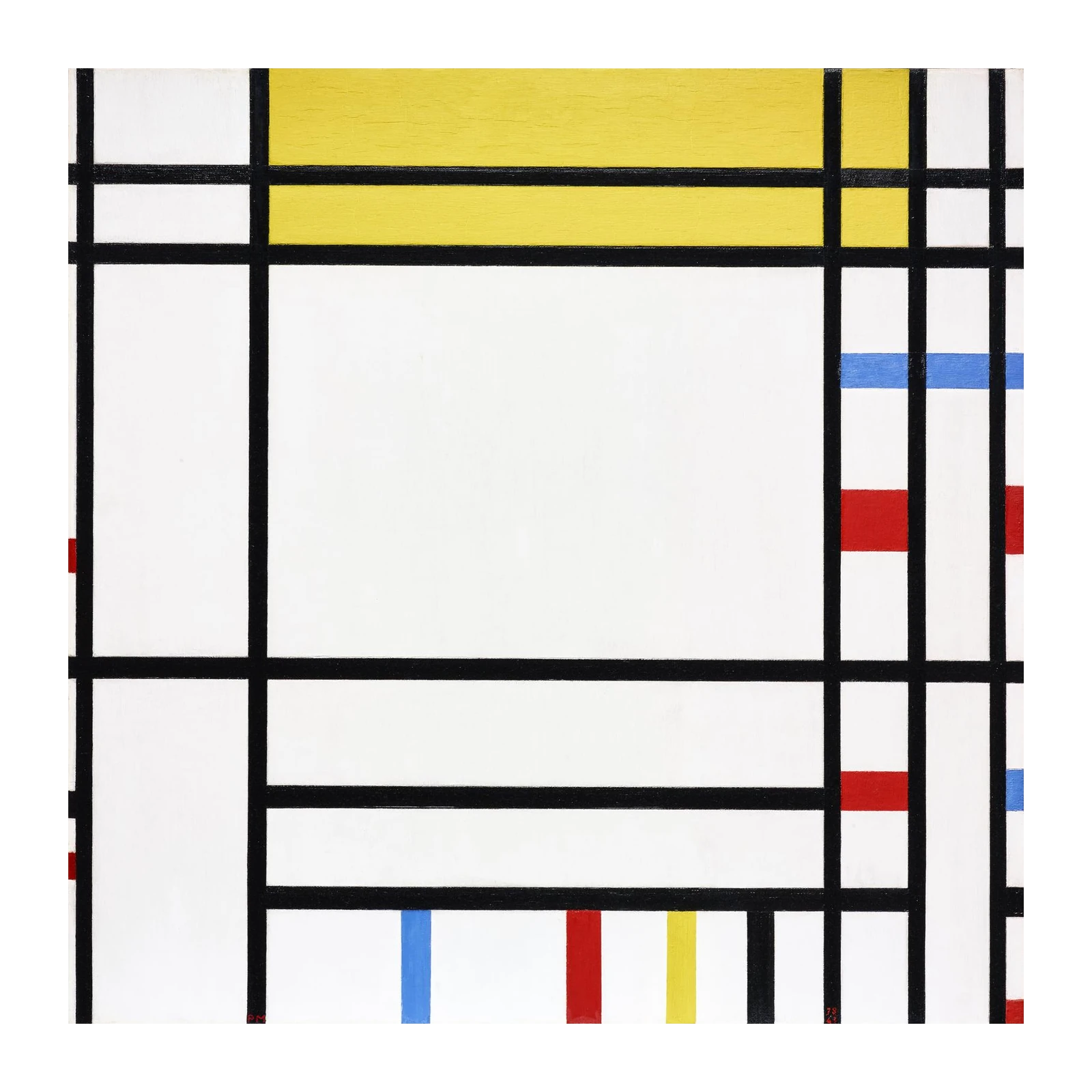 Modern Yellow & Red Abstract Grid Wall Art