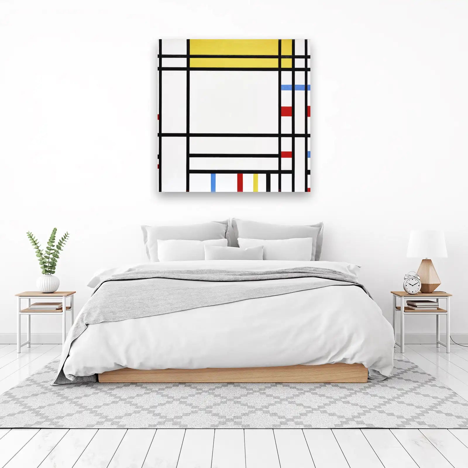 Modern Yellow & Red Abstract Grid Wall Art