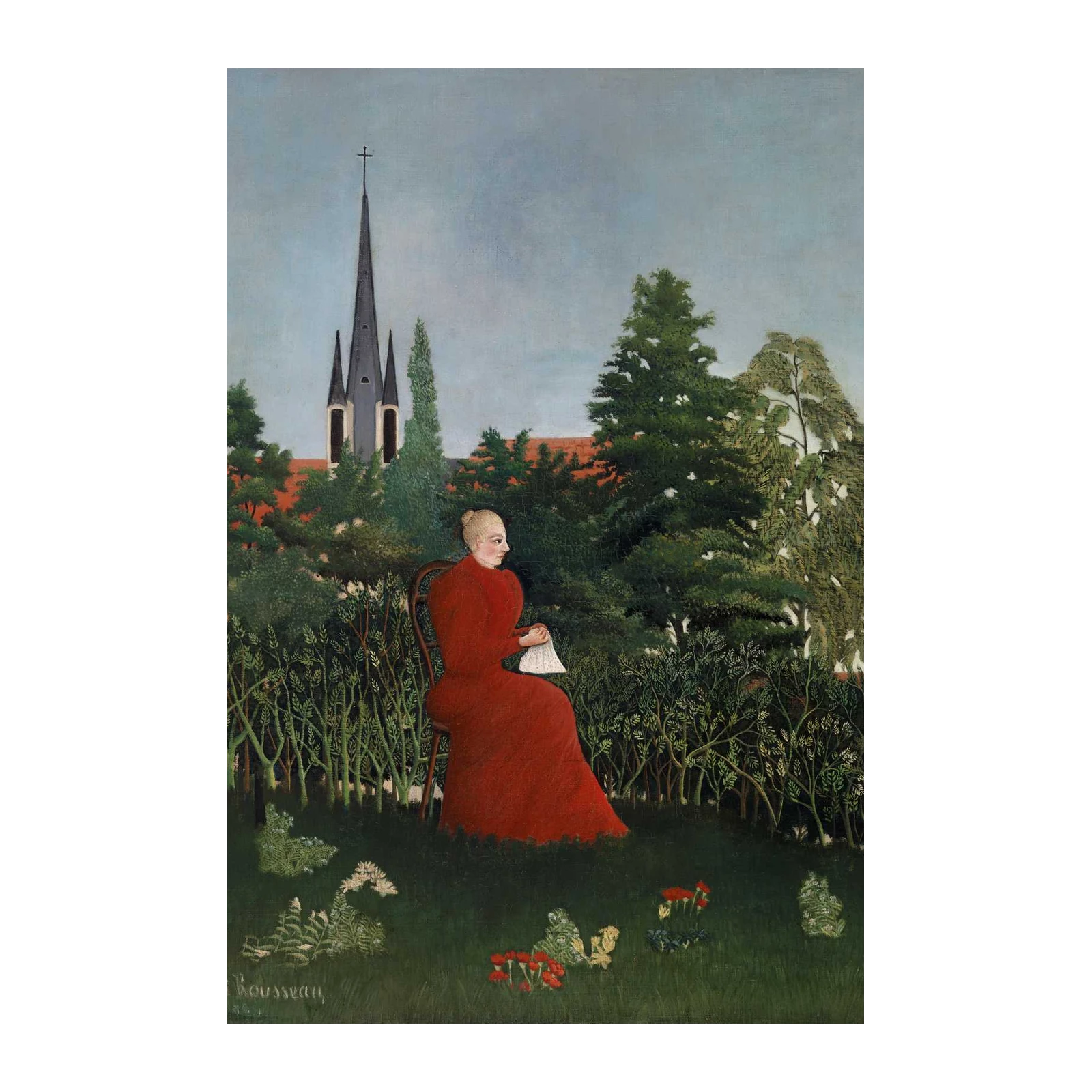 Woman in Red Garden Henri Rousseau Wall Art