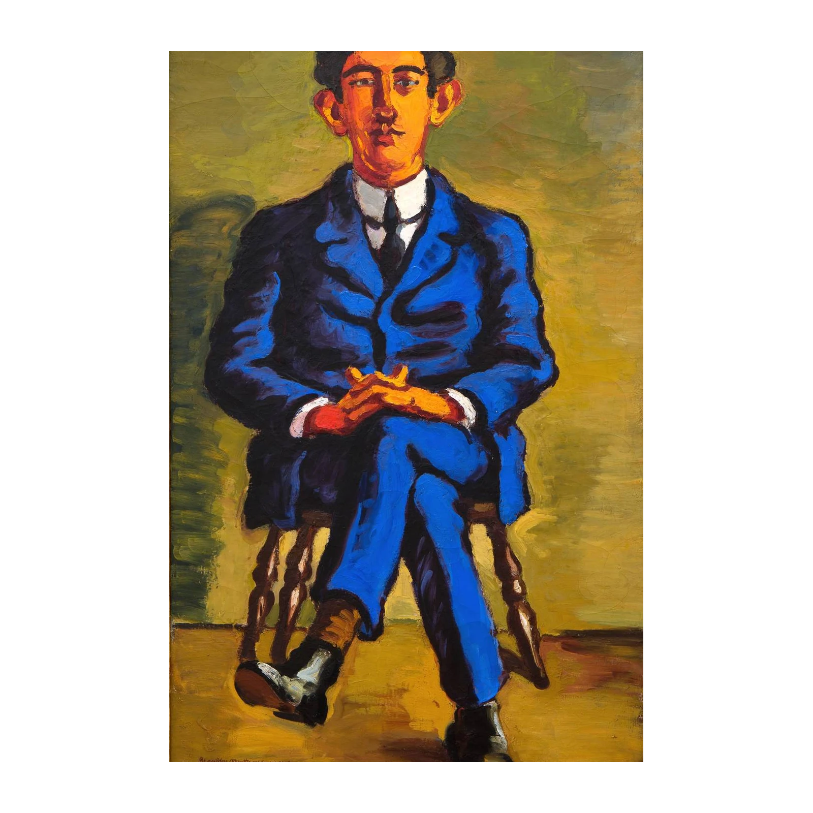 Bold Blue Suit Portrait Expressionist Wall Art