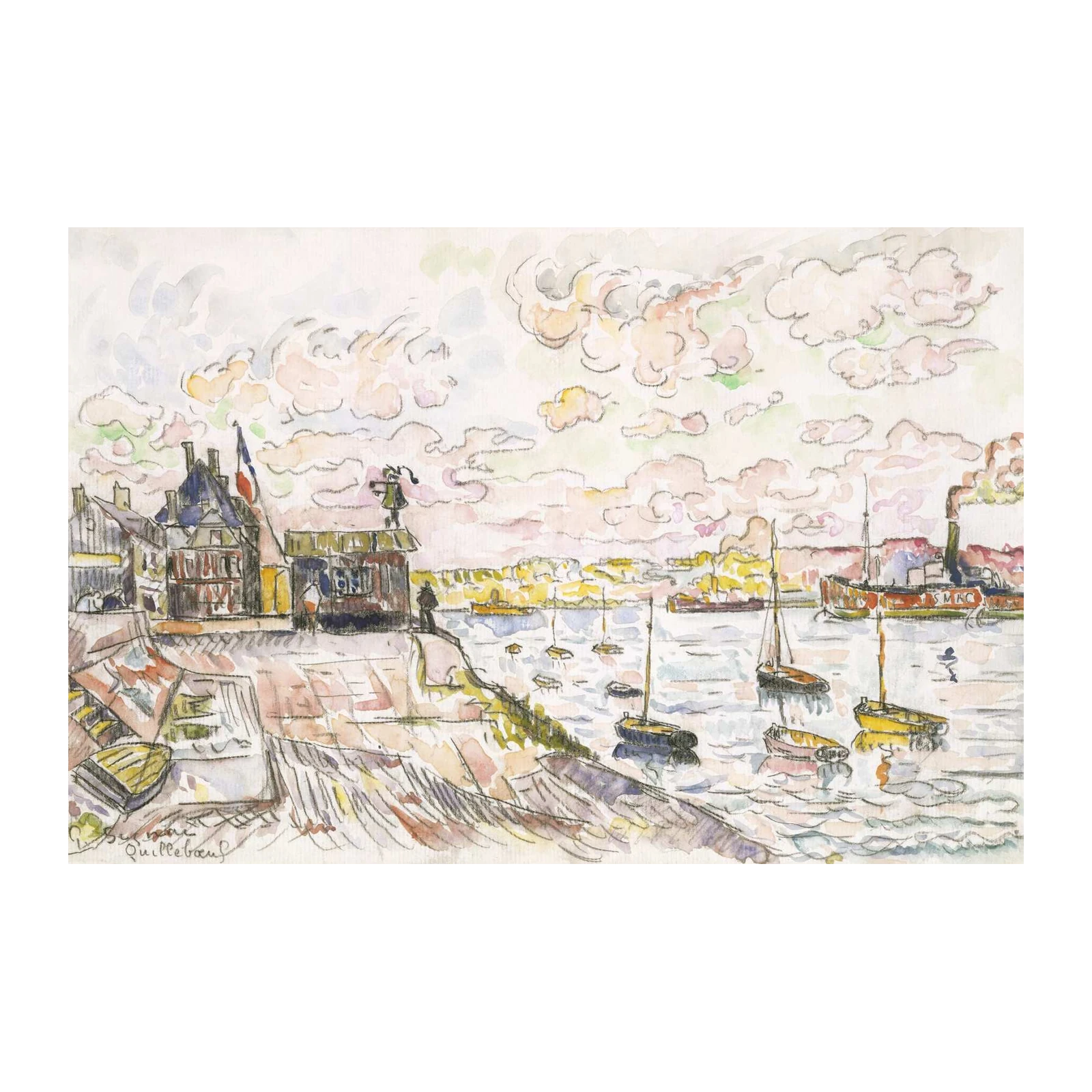 Coastal Harbor Seascape Impressionist Wall Art