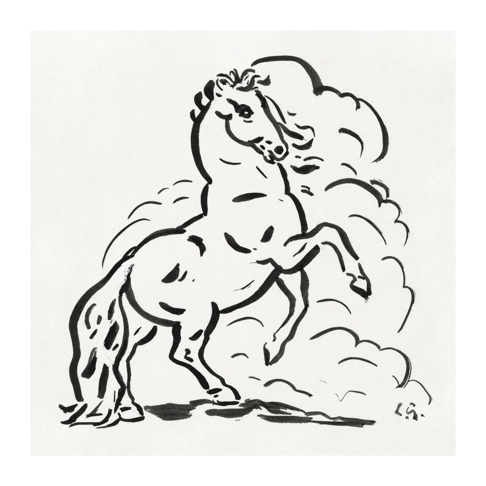 Majestic Rearing Horse Ink Art Wall Art