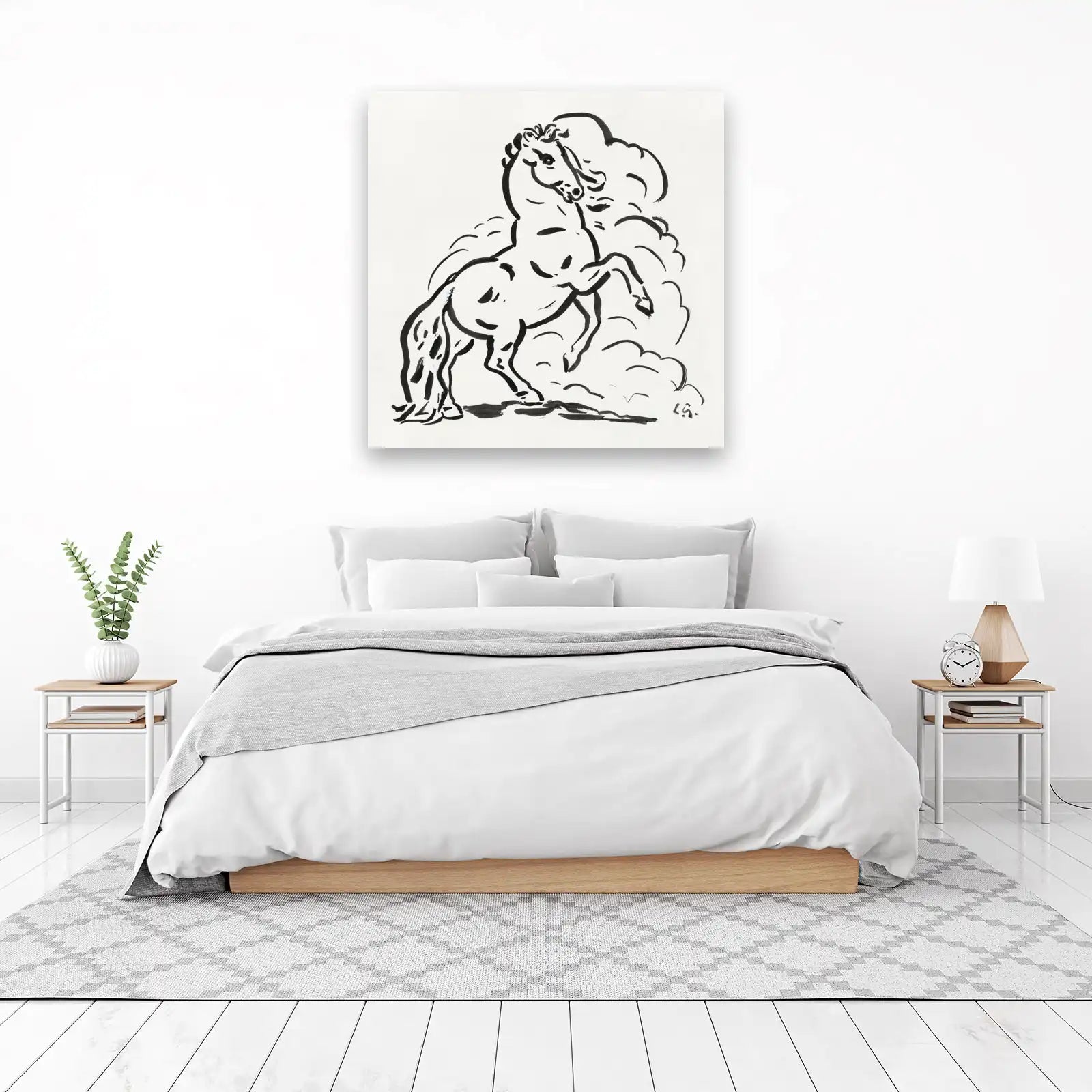 Majestic Rearing Horse Ink Art Wall Art