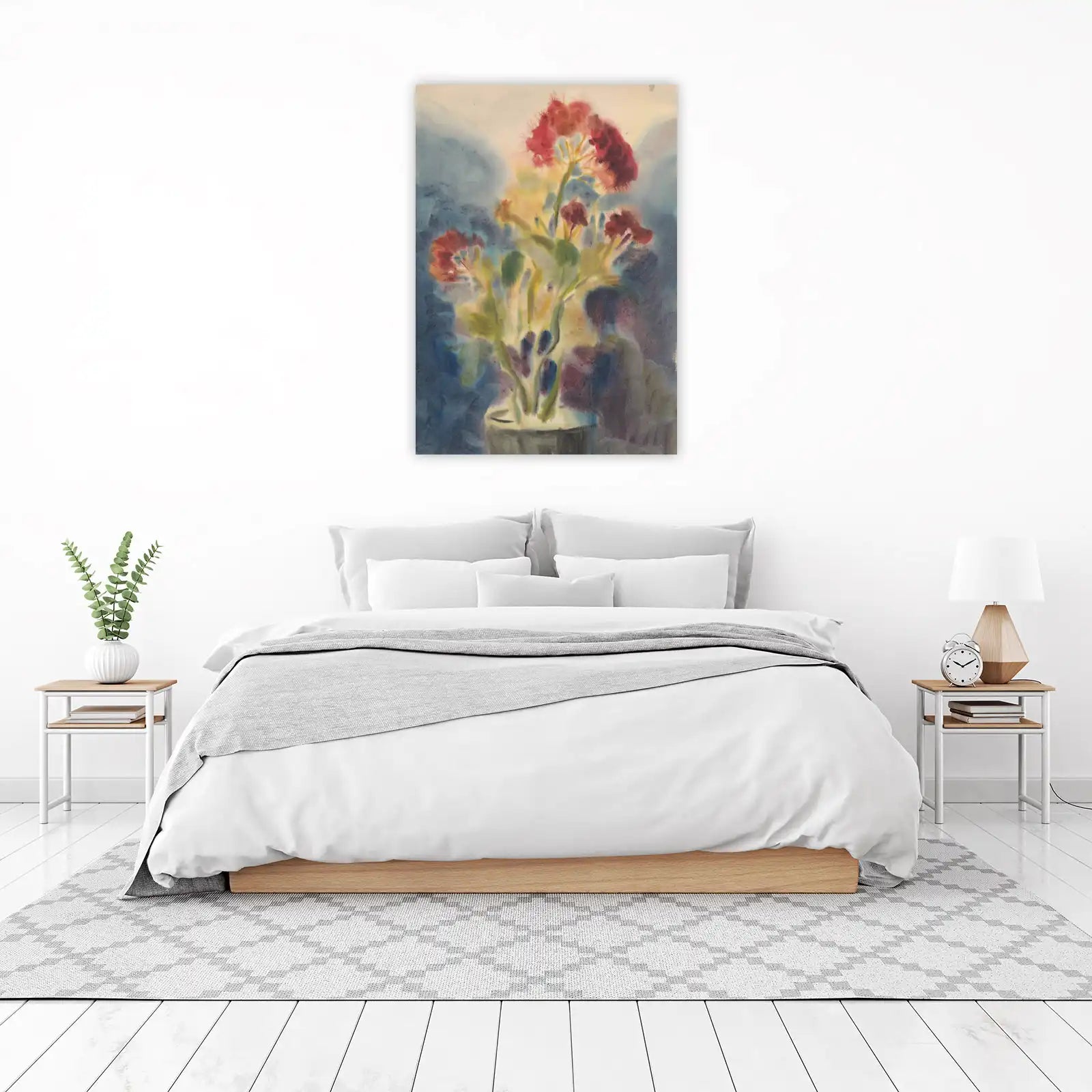 Luminous Red Floral Bouquet Watercolor Wall Art