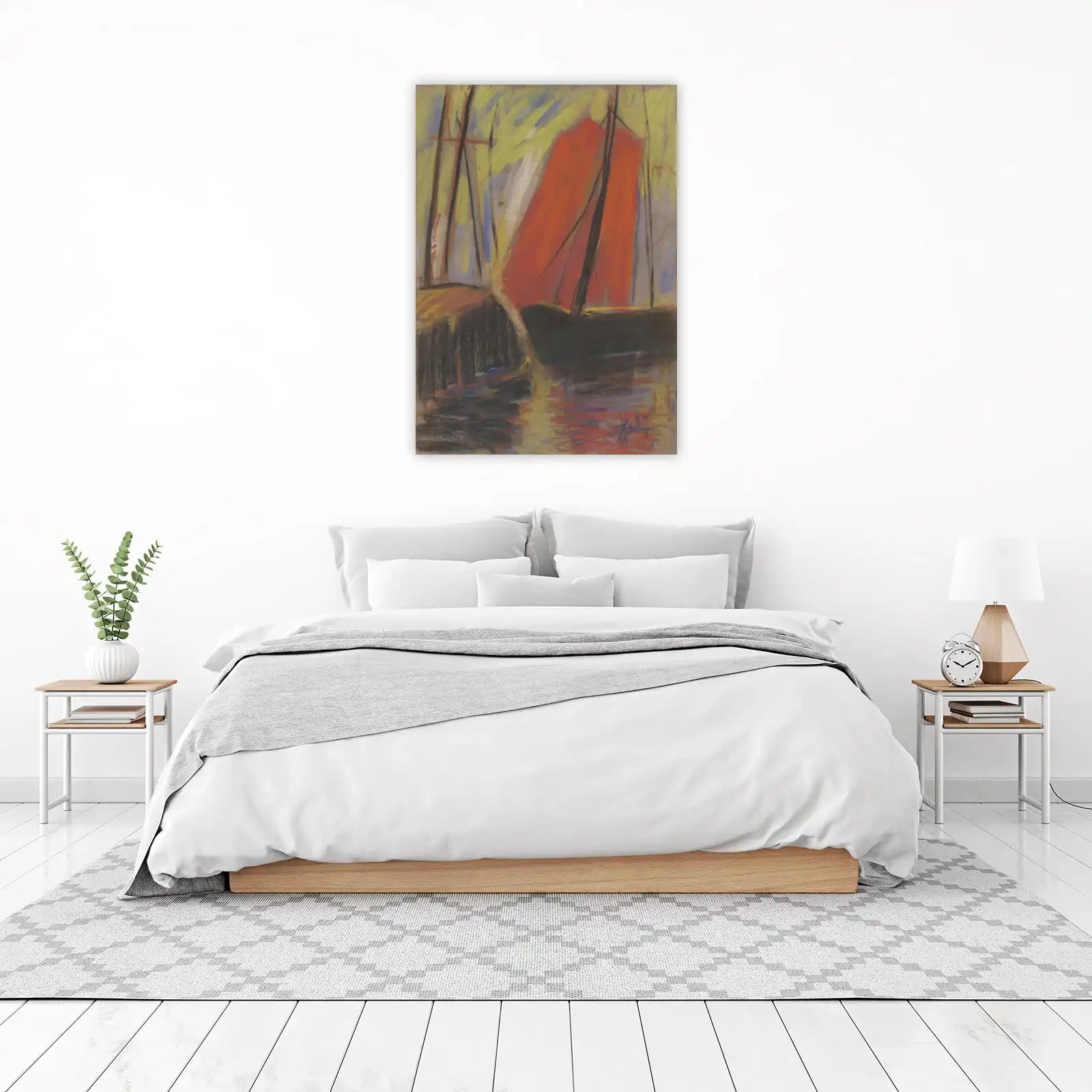 Vibrant Sailboat Seascape Pastel Wall Art