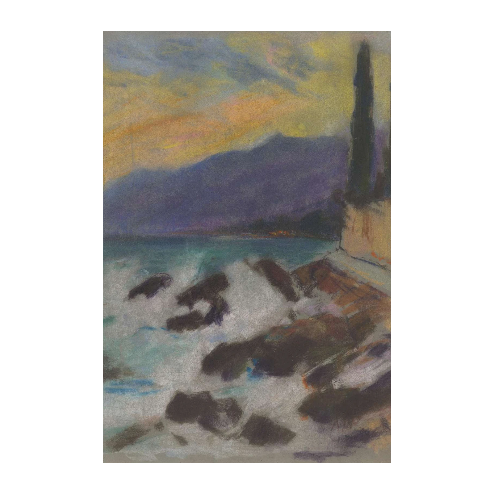 Seascape Cyprus Trees Wall Art