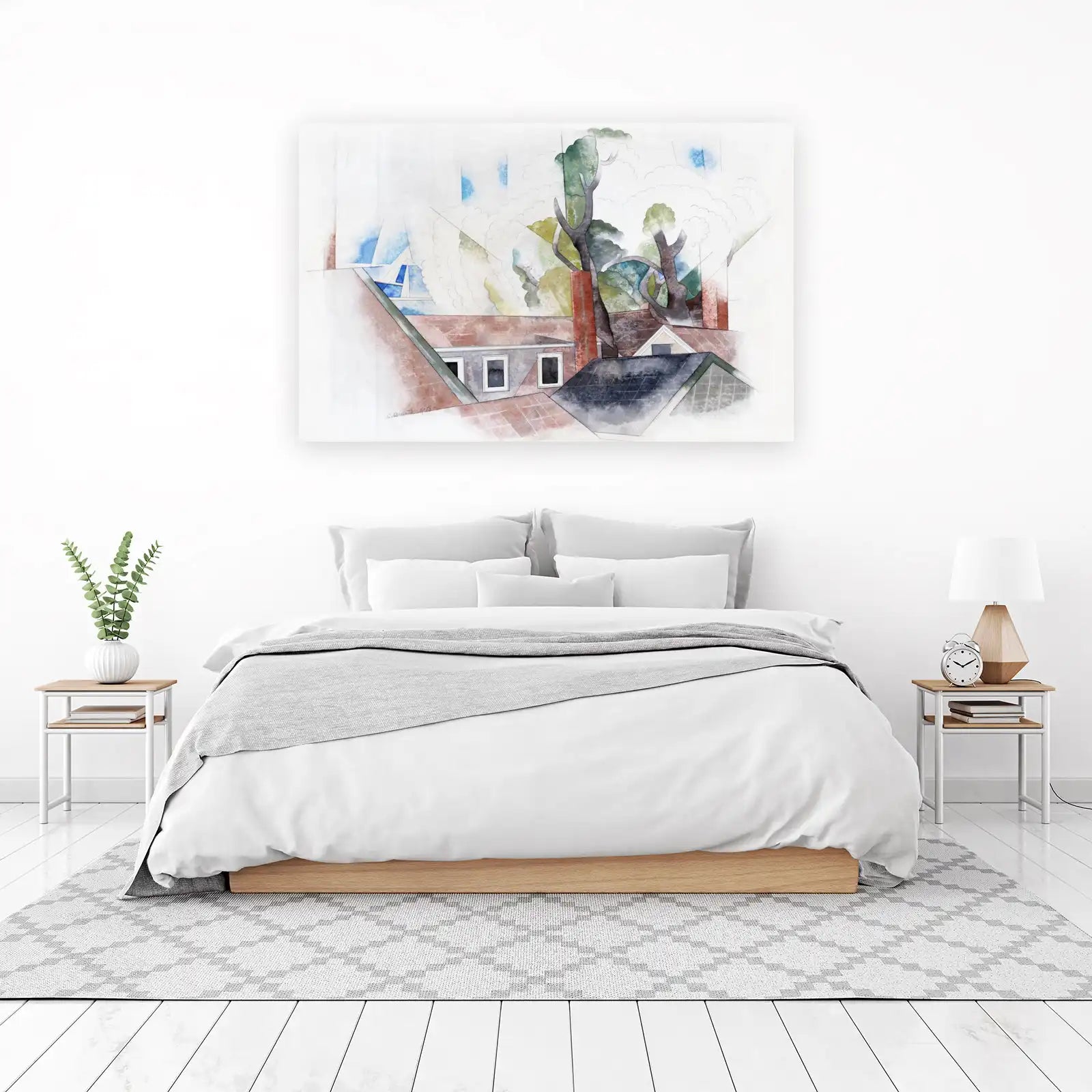 Abstract Rooftops & Trees Wall Art