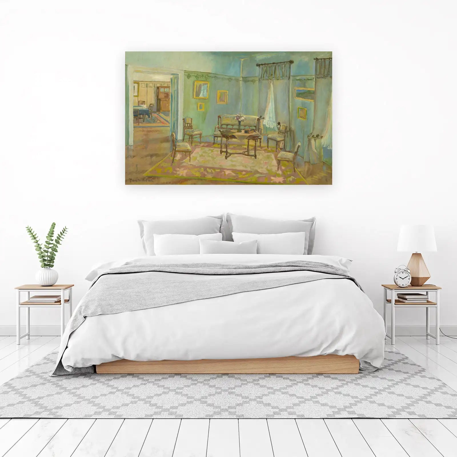Serene Interior Scene Vintage Art Wall Art