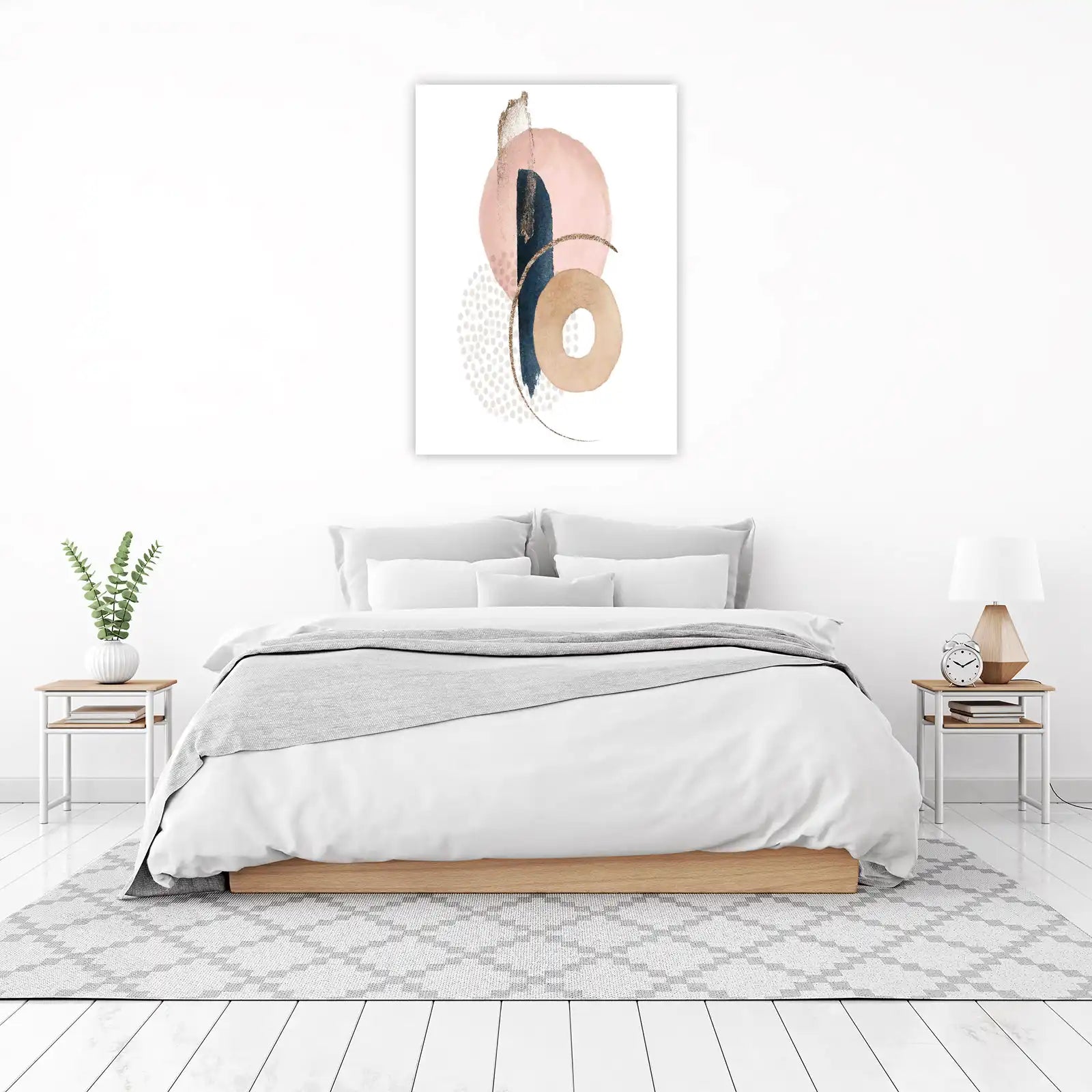Abstract Blush & Navy Gold Accent Wall Art