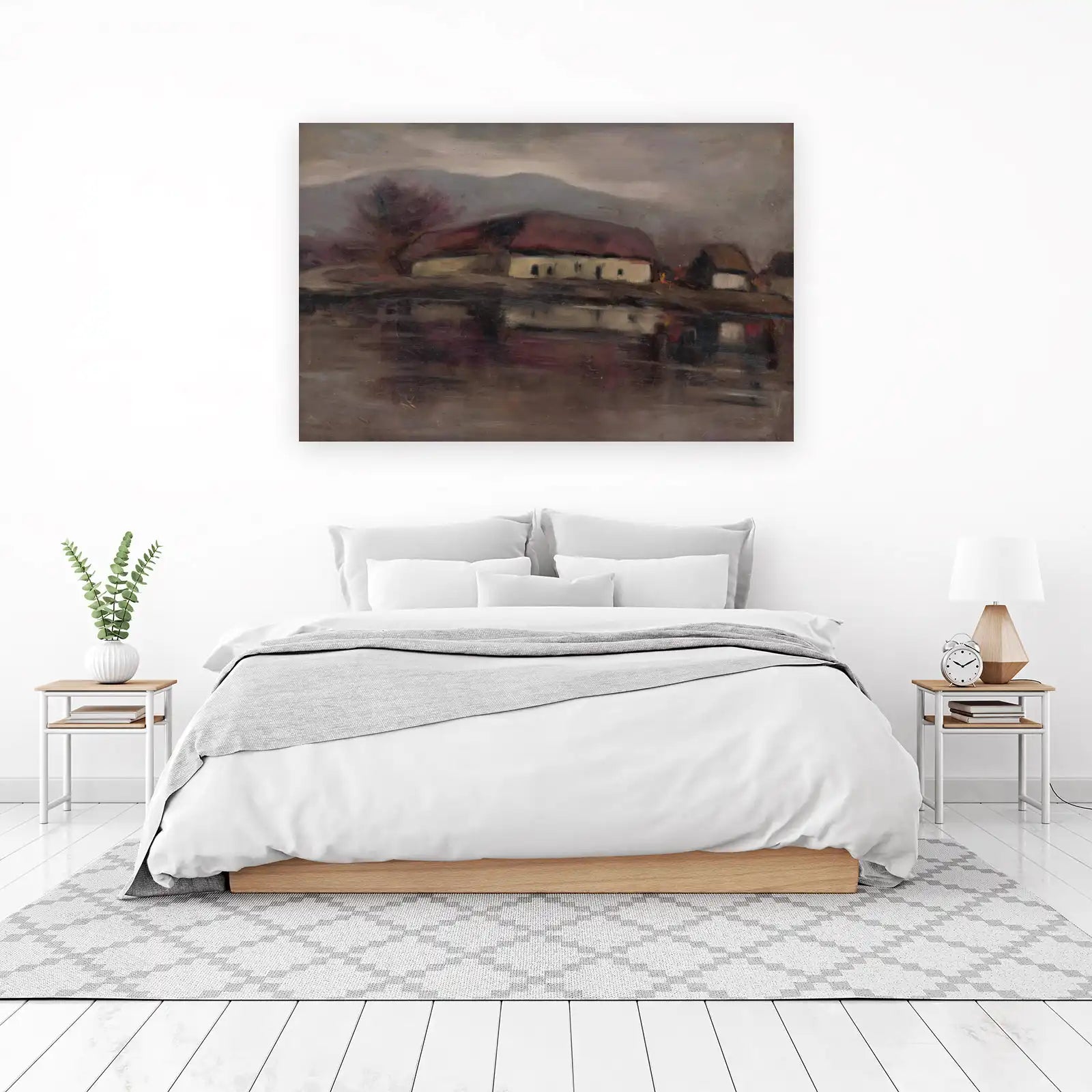 Atmospheric Farmhouse Landscape Wall Art