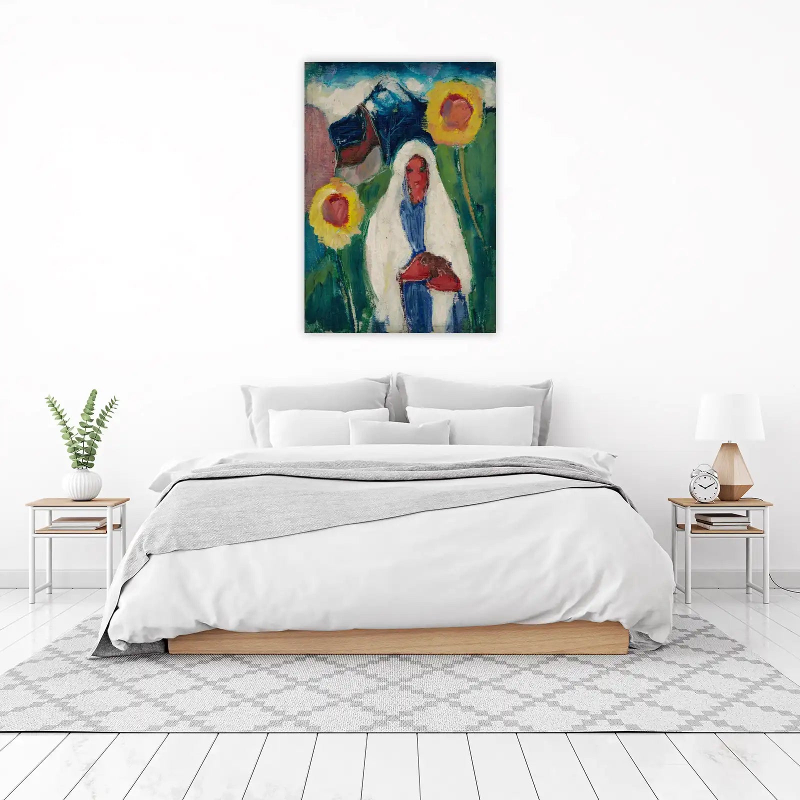 Vibrant Figure & Flowers Expressive Oil Wall Art