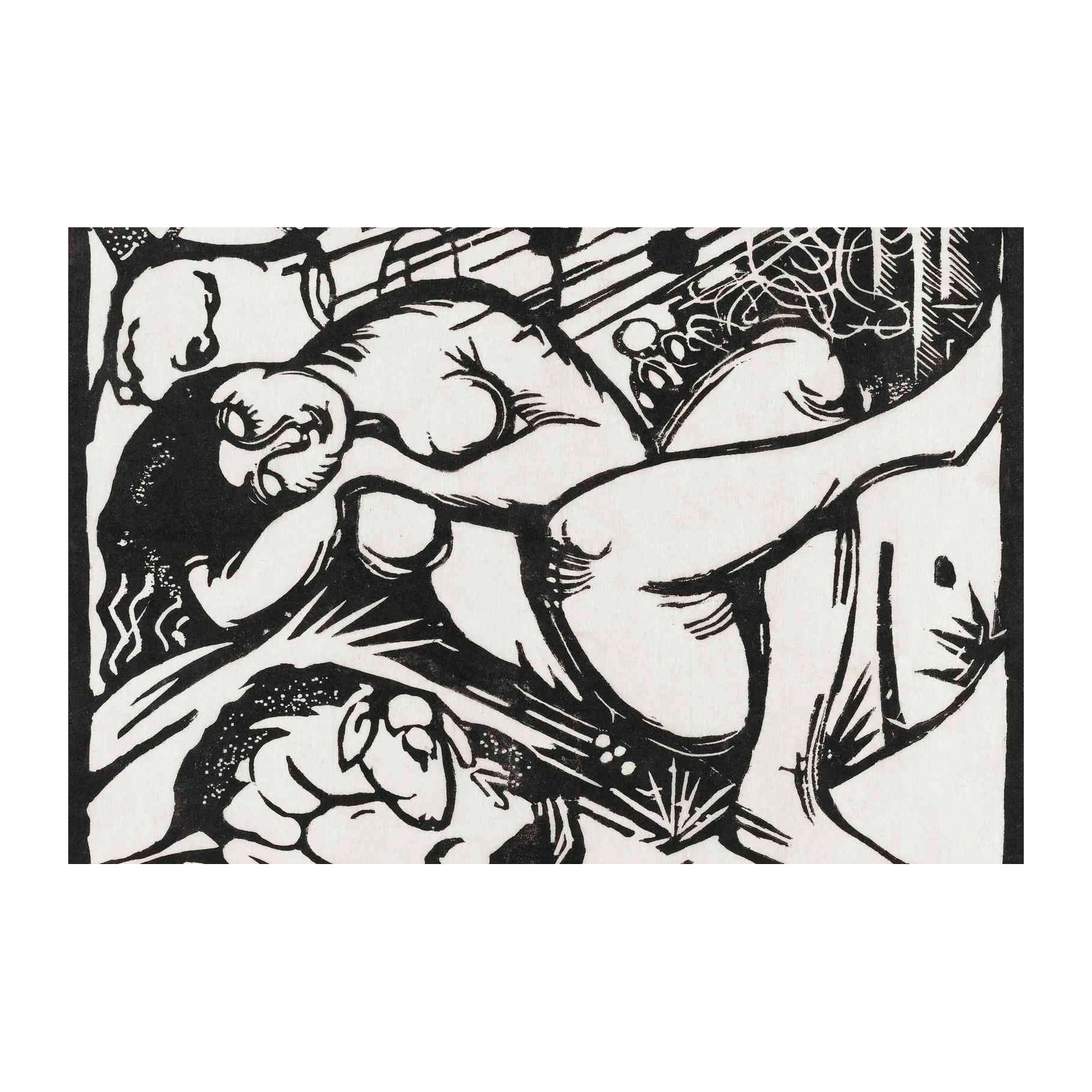 Expressive Nude with Sheep Wall Art