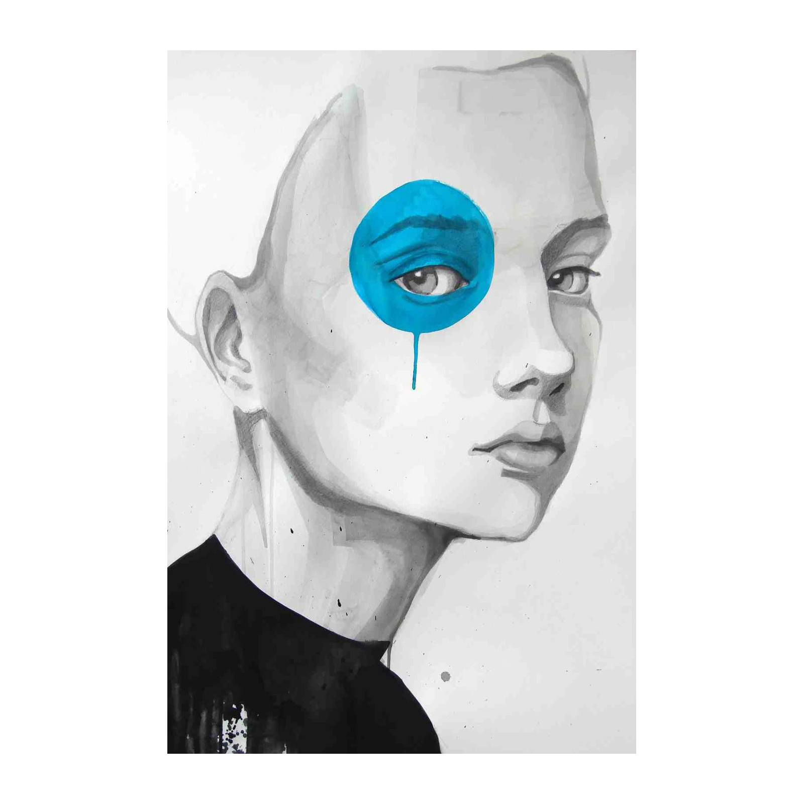 Striking Blue Eye Portrait Wall Art