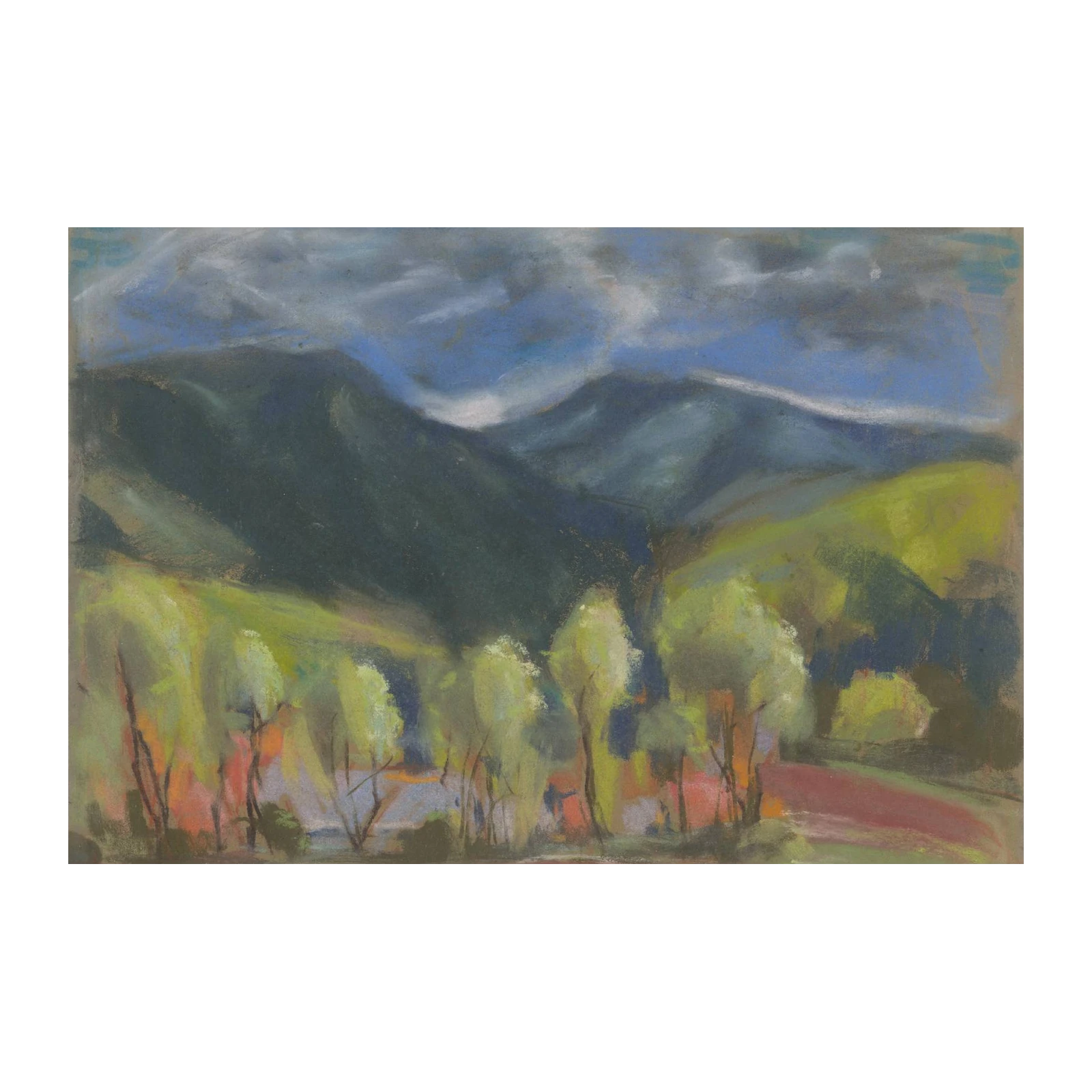Serene Mountain Landscape Pastel Wall Art Wall Art