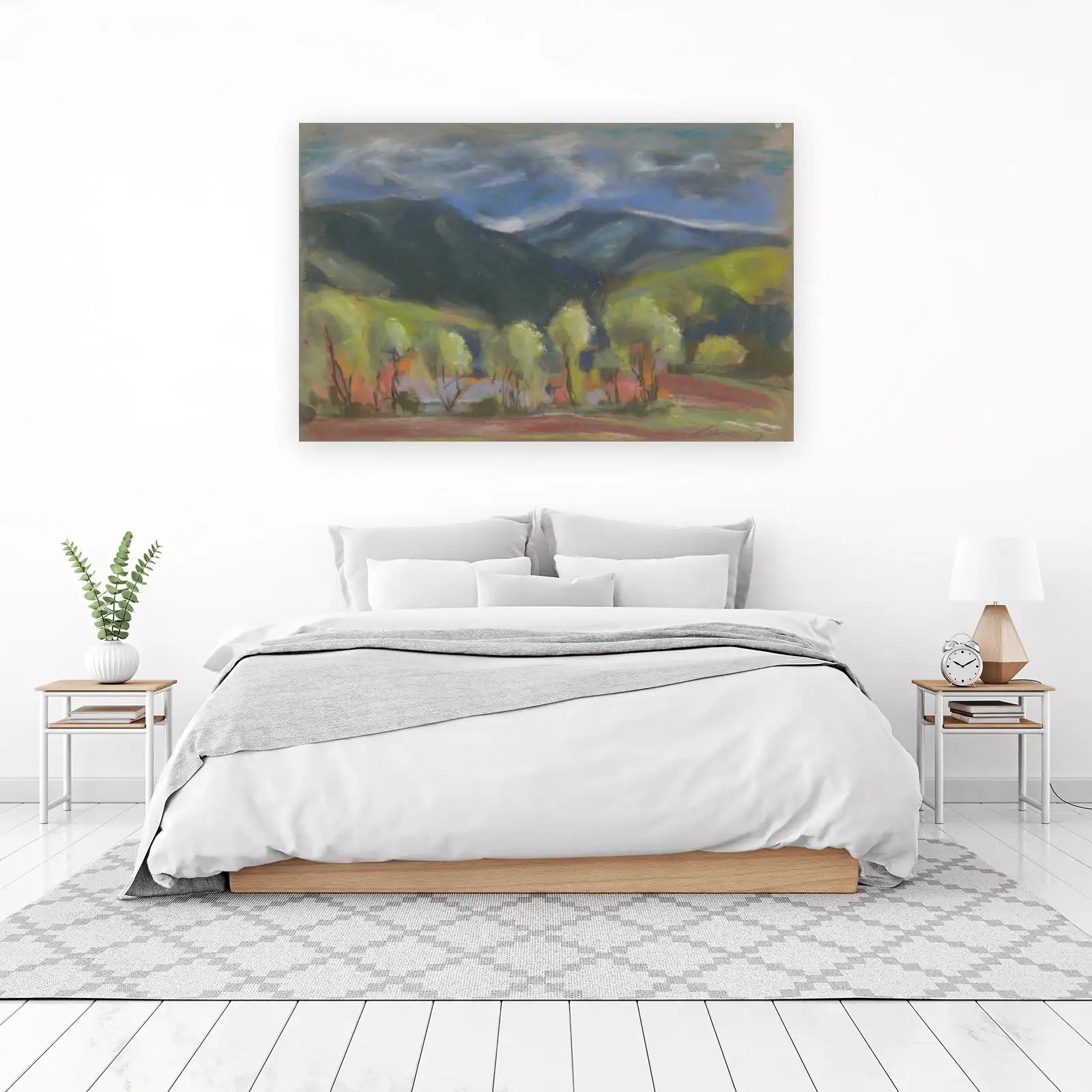 Serene Mountain Landscape Pastel Wall Art Wall Art