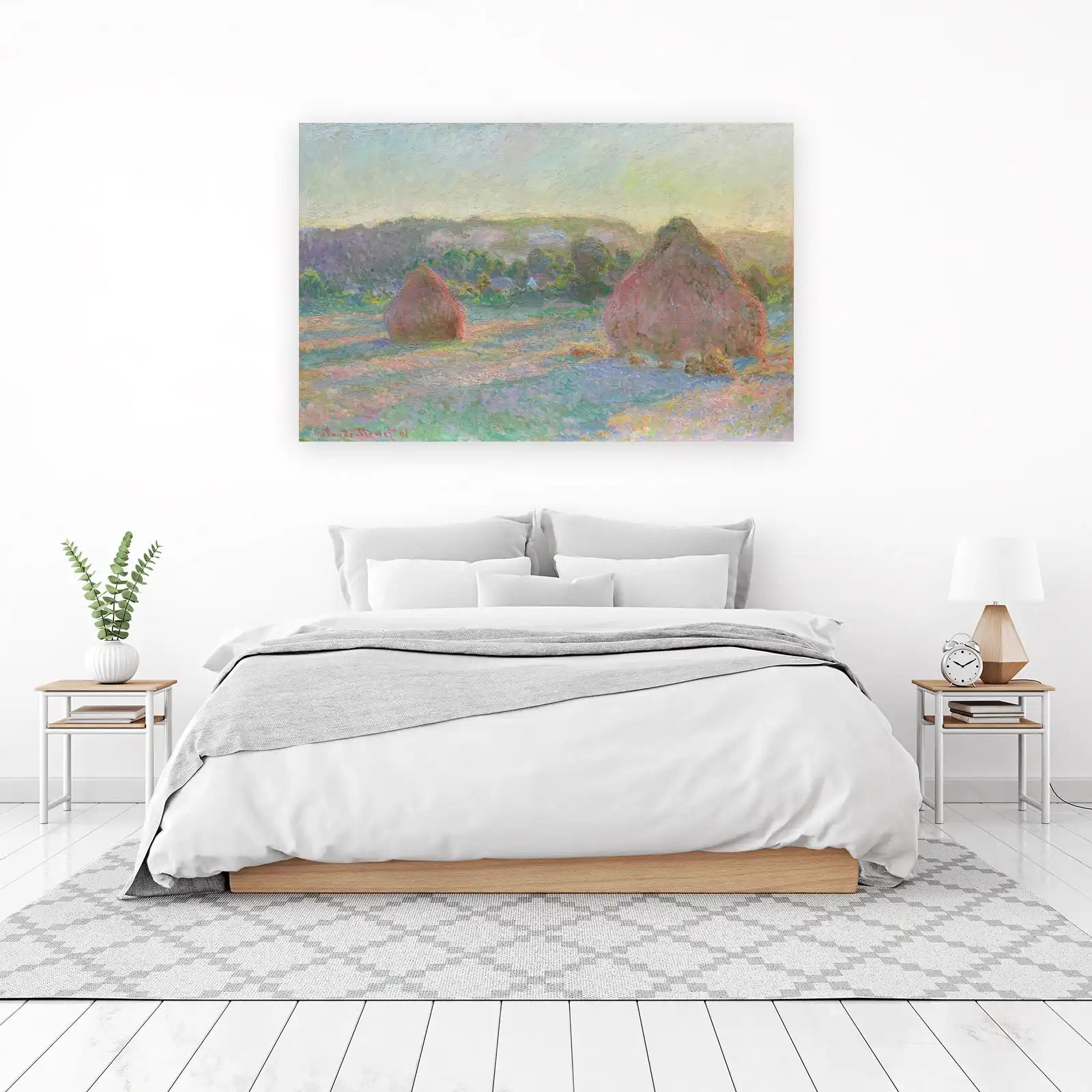 Monet Haystacks Impressionist Landscape Wall Art